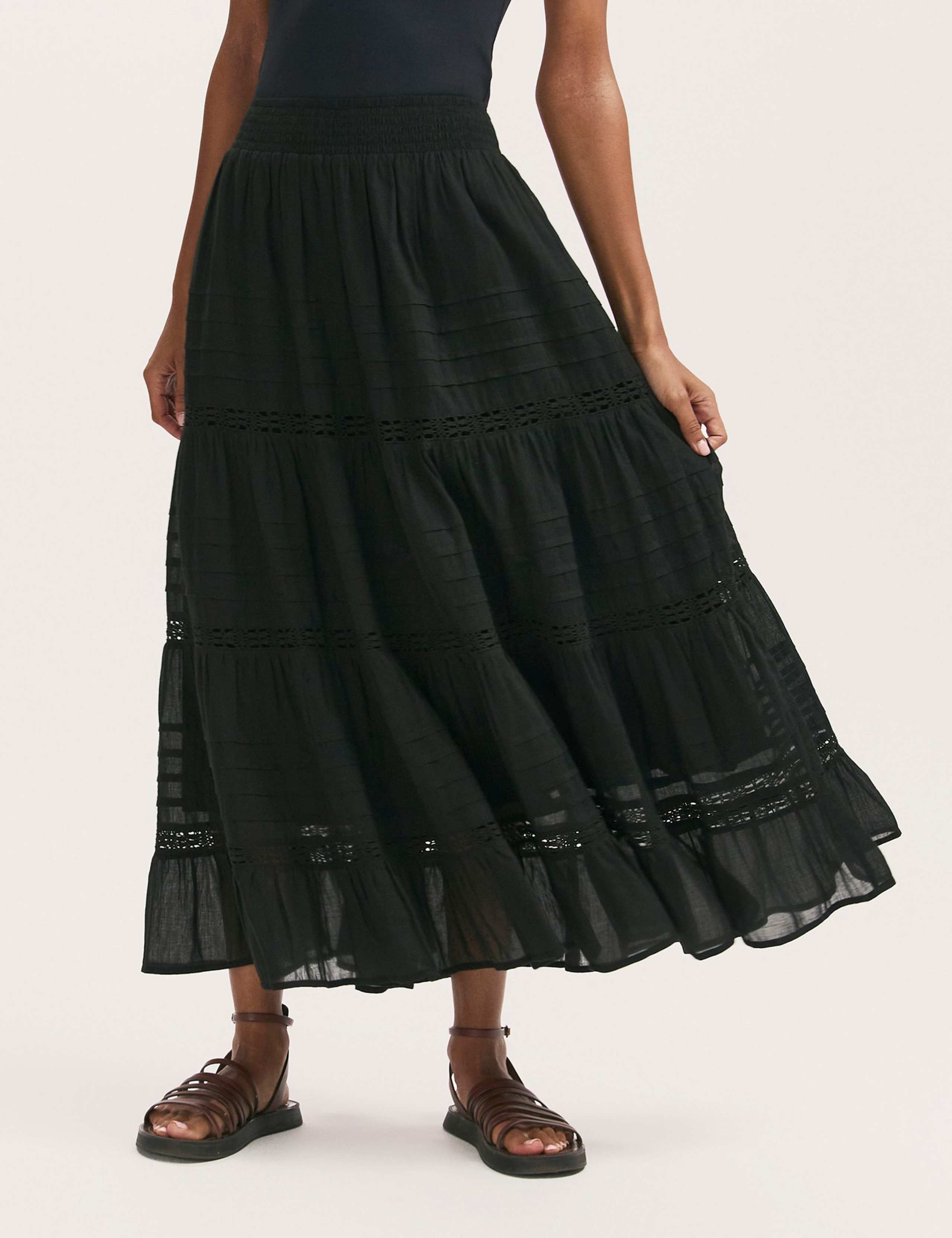 Pure Cotton Voile Midiaxi Tiered Skirt 2 of 5