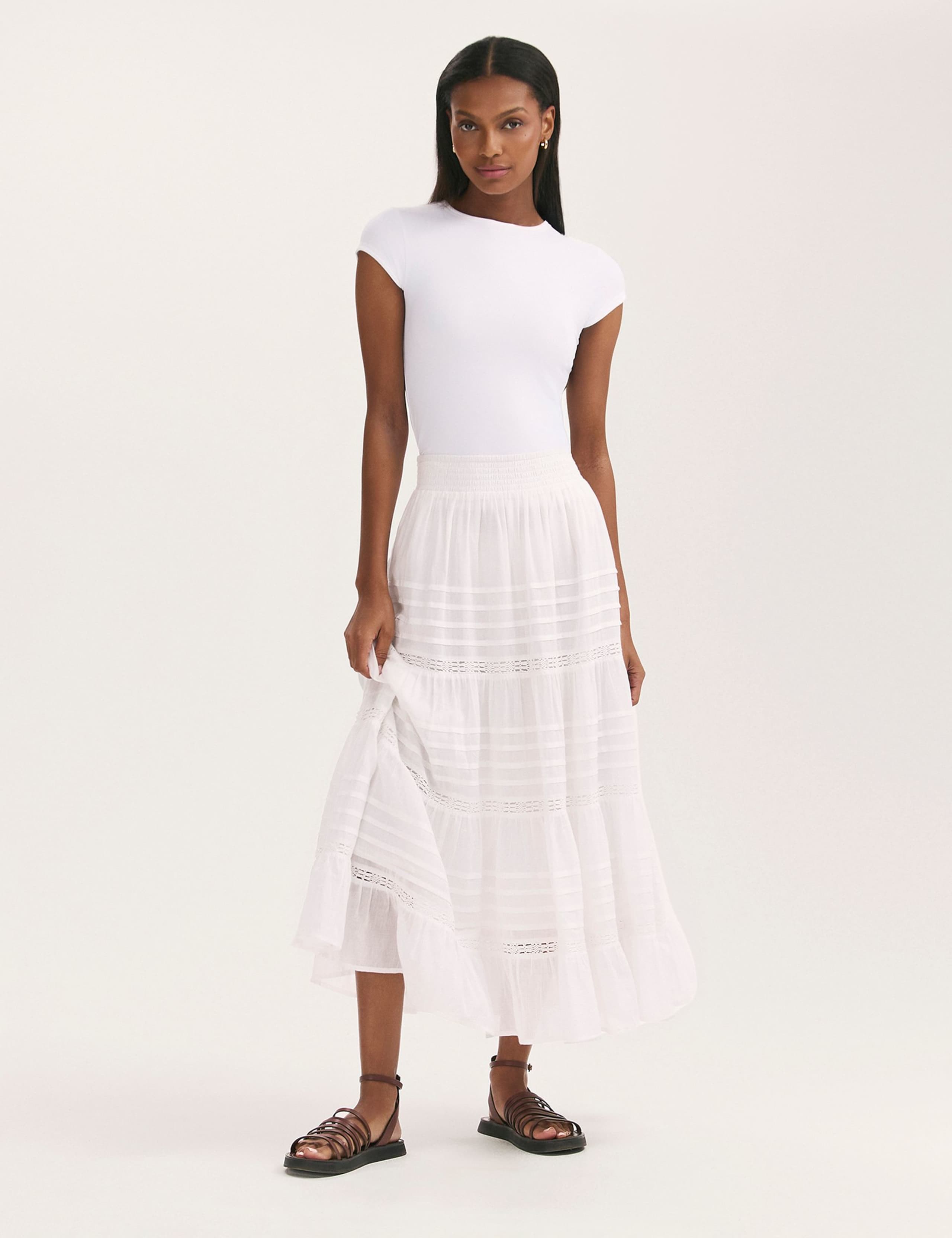 Pure Cotton Voile Midiaxi Tiered Skirt 4 of 5