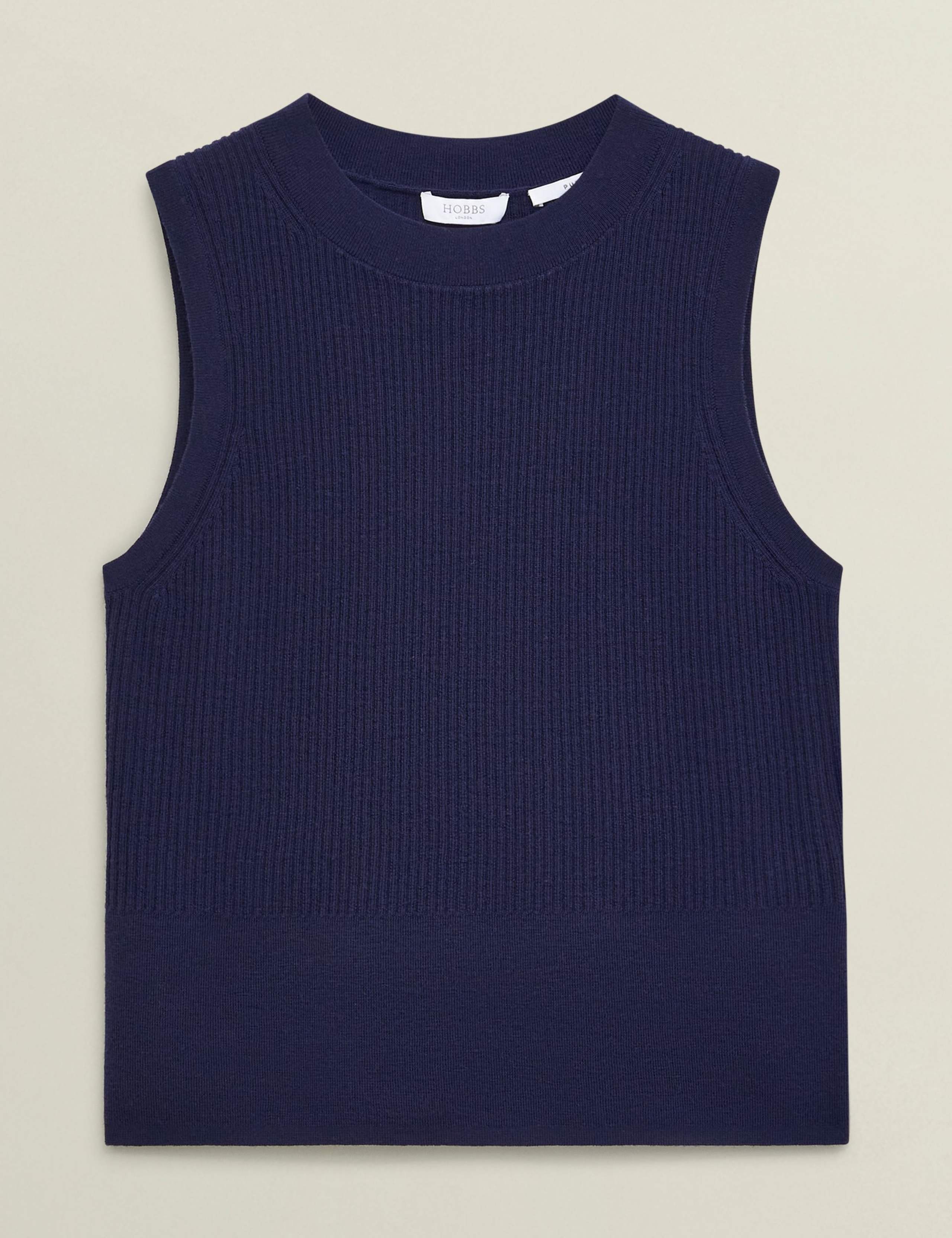 Pure Merino Wool Ribbed Knitted Vest 2 of 7