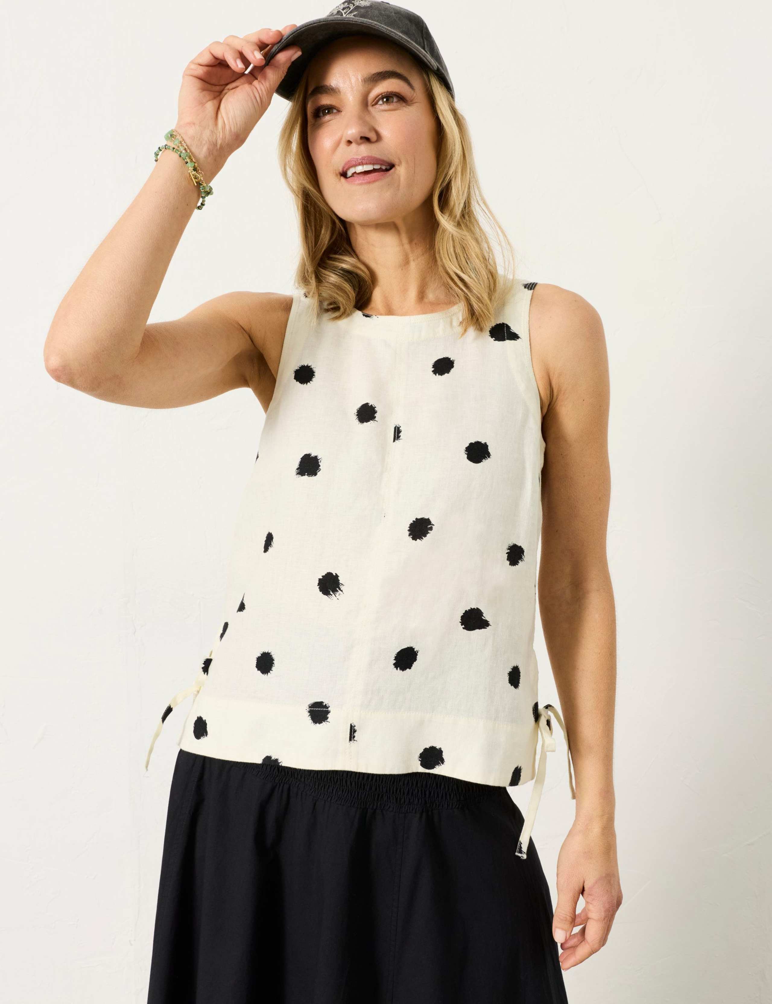 Pure Linen Polka Dot Cut Out Blouse 1 of 6