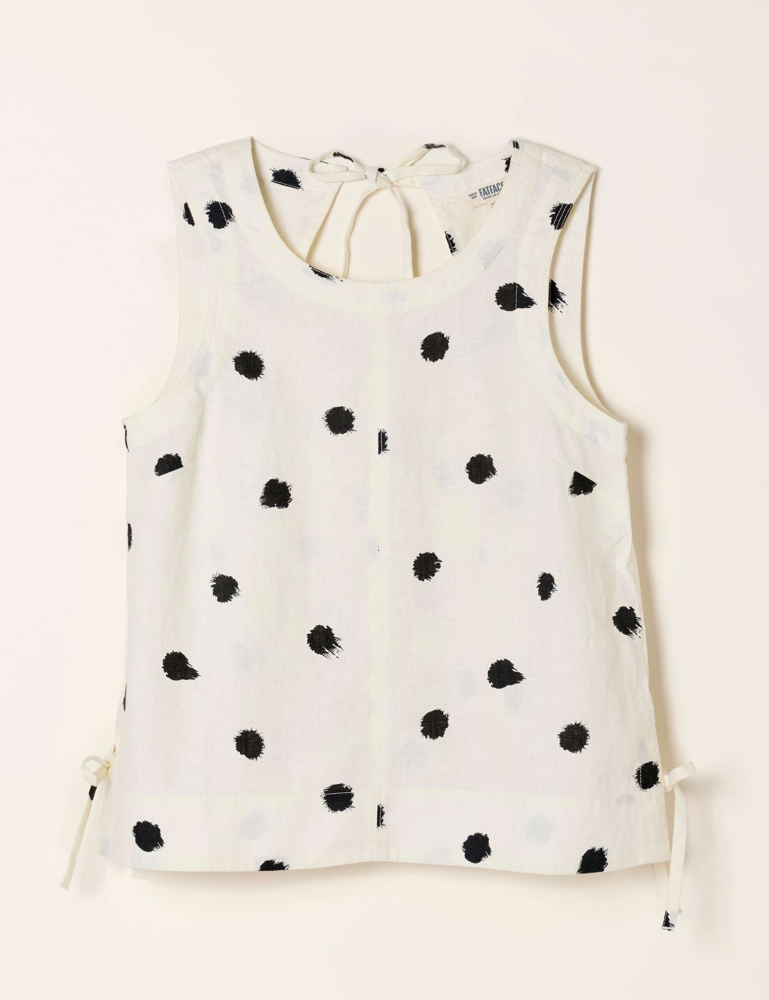 Pure Linen Polka Dot Cut Out Blouse 2 of 6