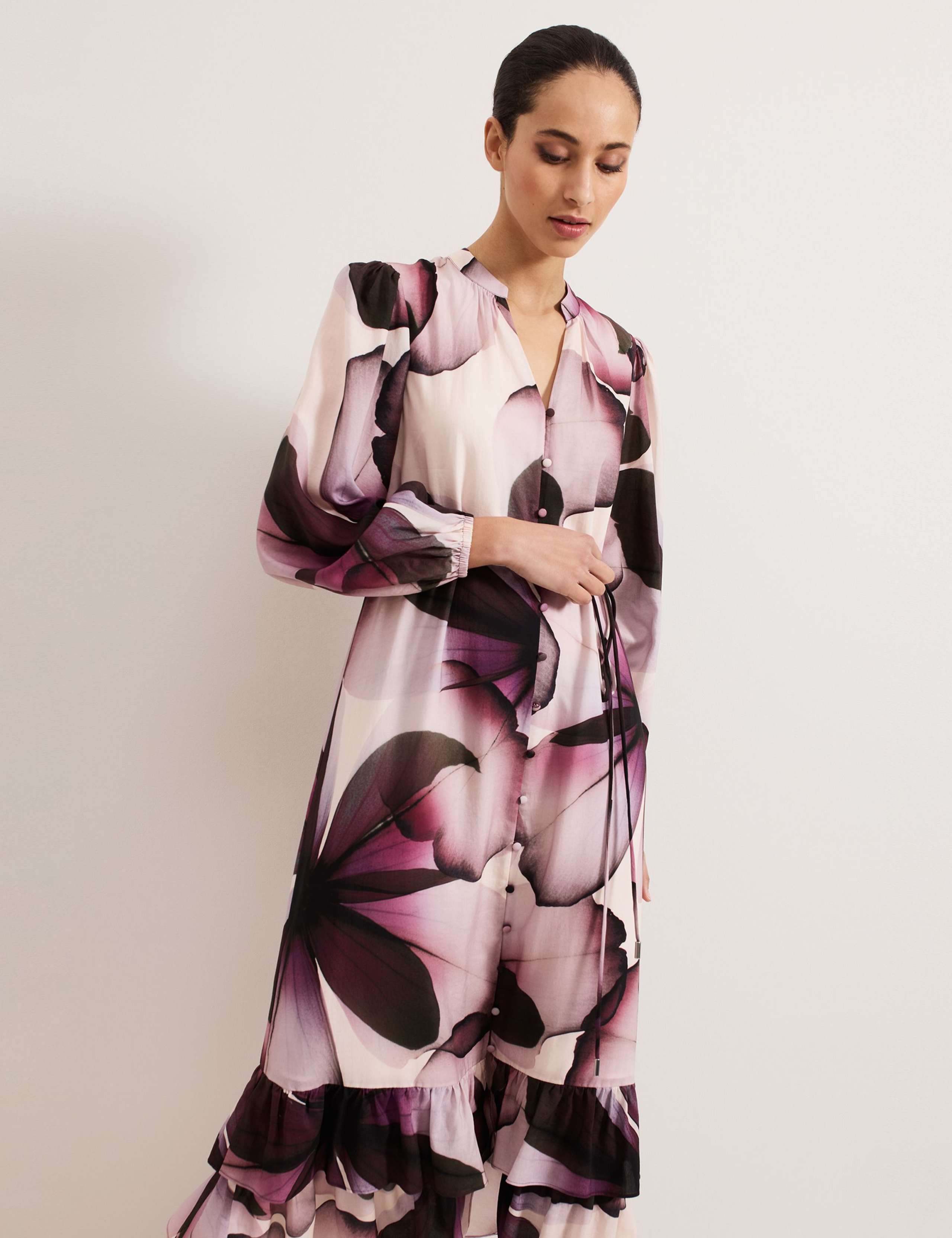 Pure Lyocell Floral Midaxi Tiered Dress 6 of 8