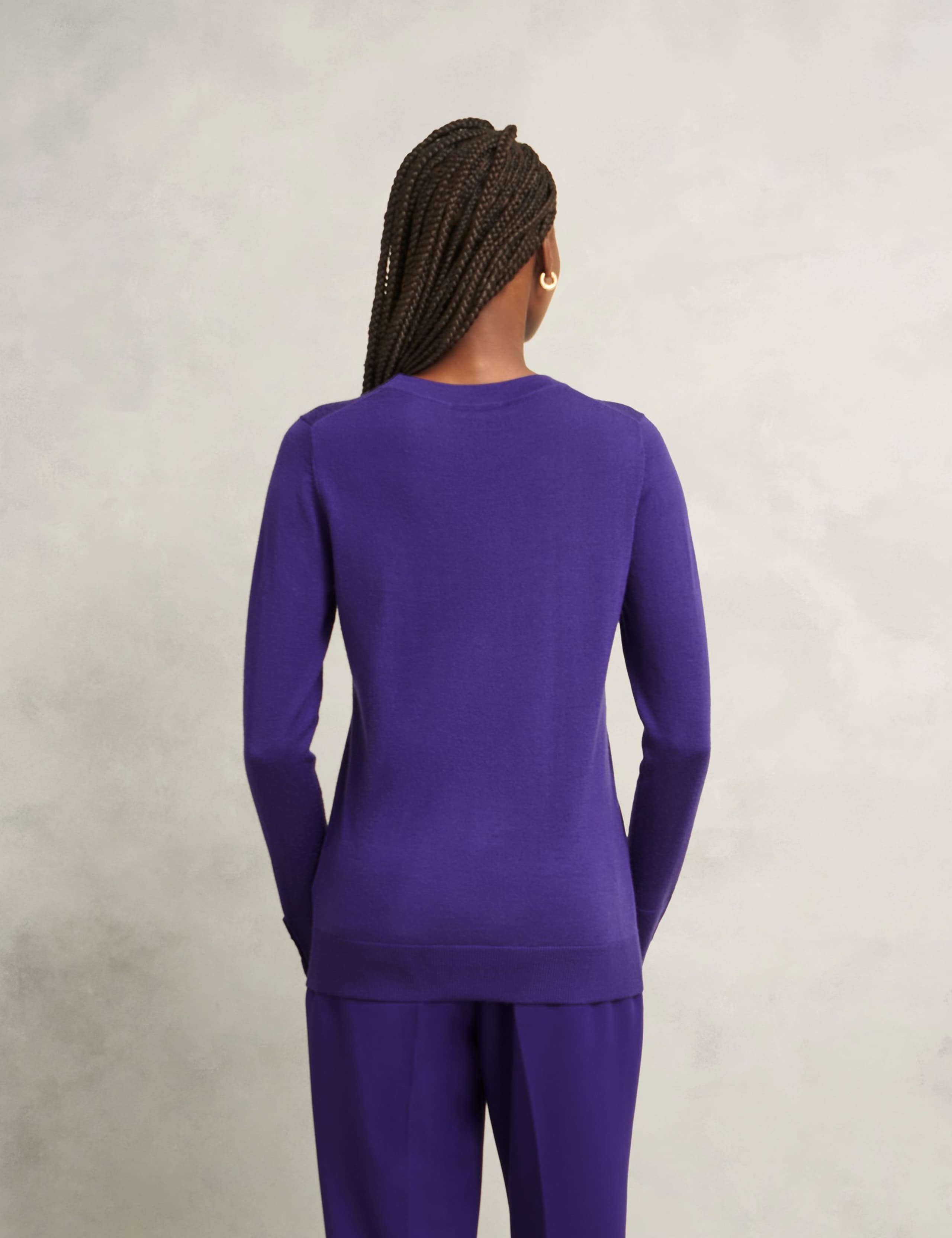 Pure Merino Wool Ribbed Crew Neck Jumper 3 of 5