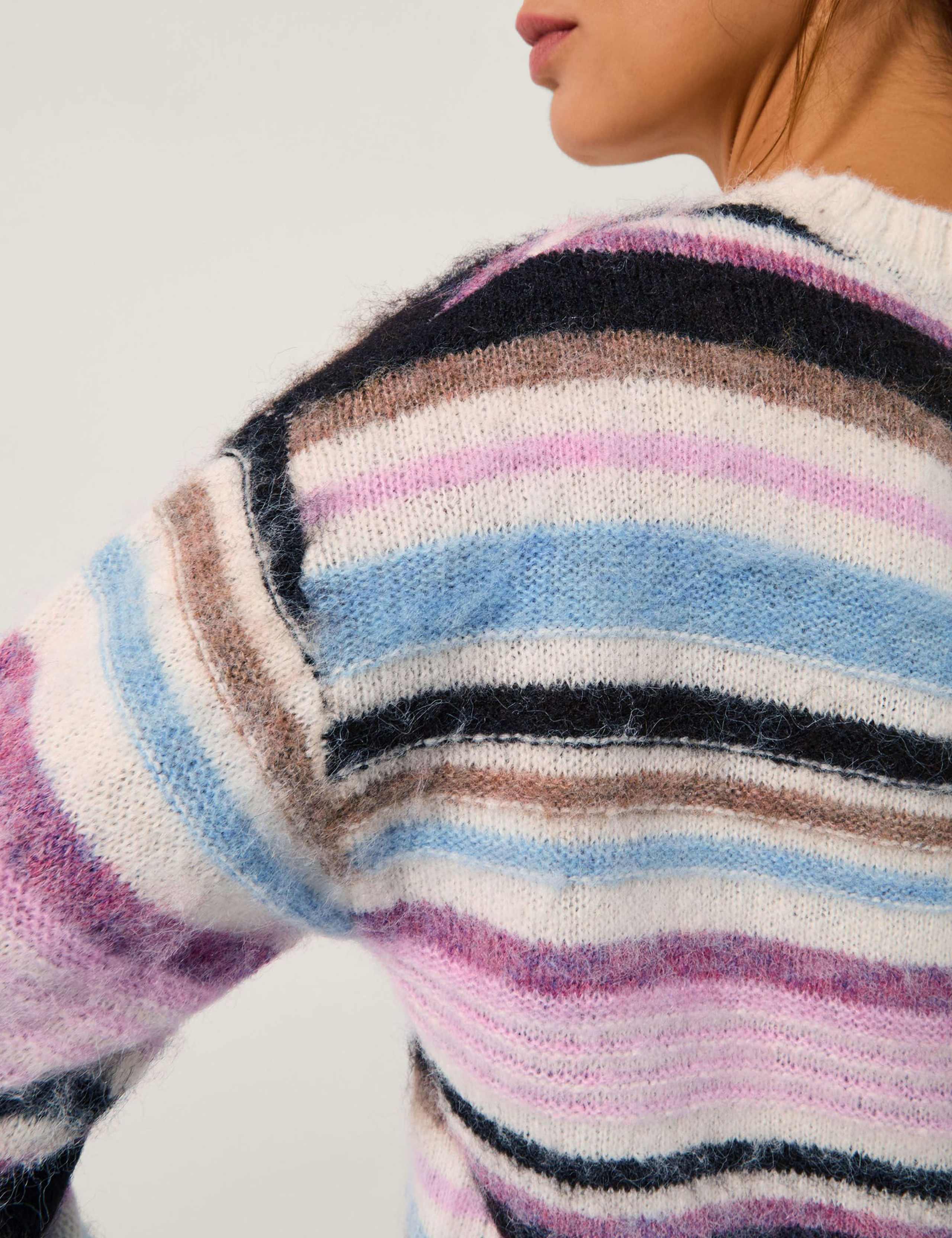 Striped Crew Neck Jumper with Wool 2 of 4