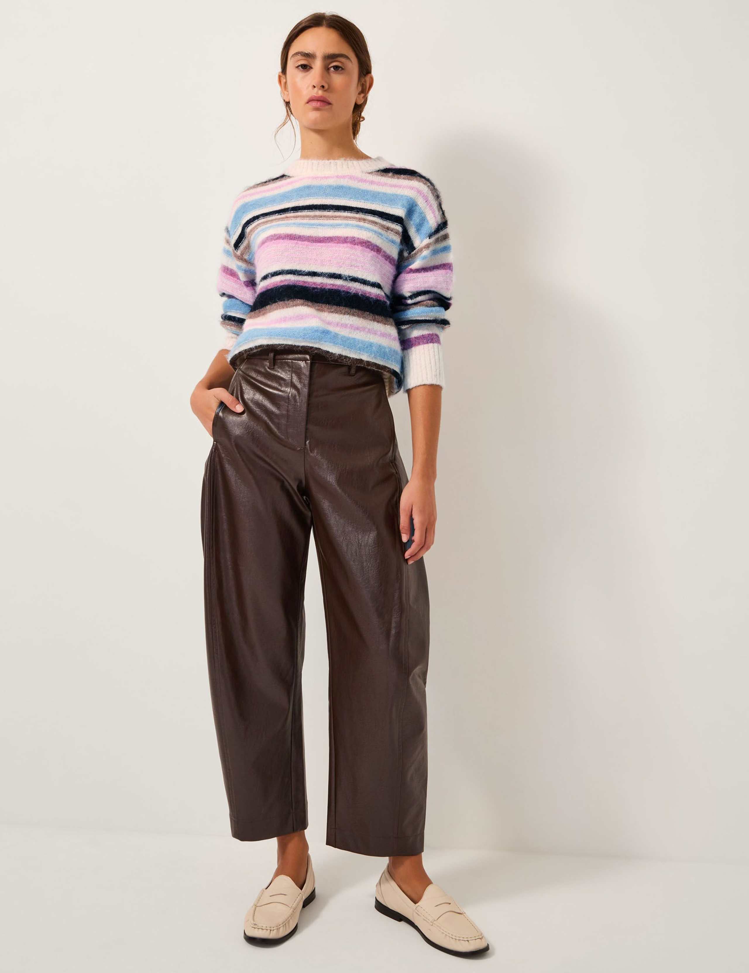 Striped Crew Neck Jumper with Wool 3 of 4