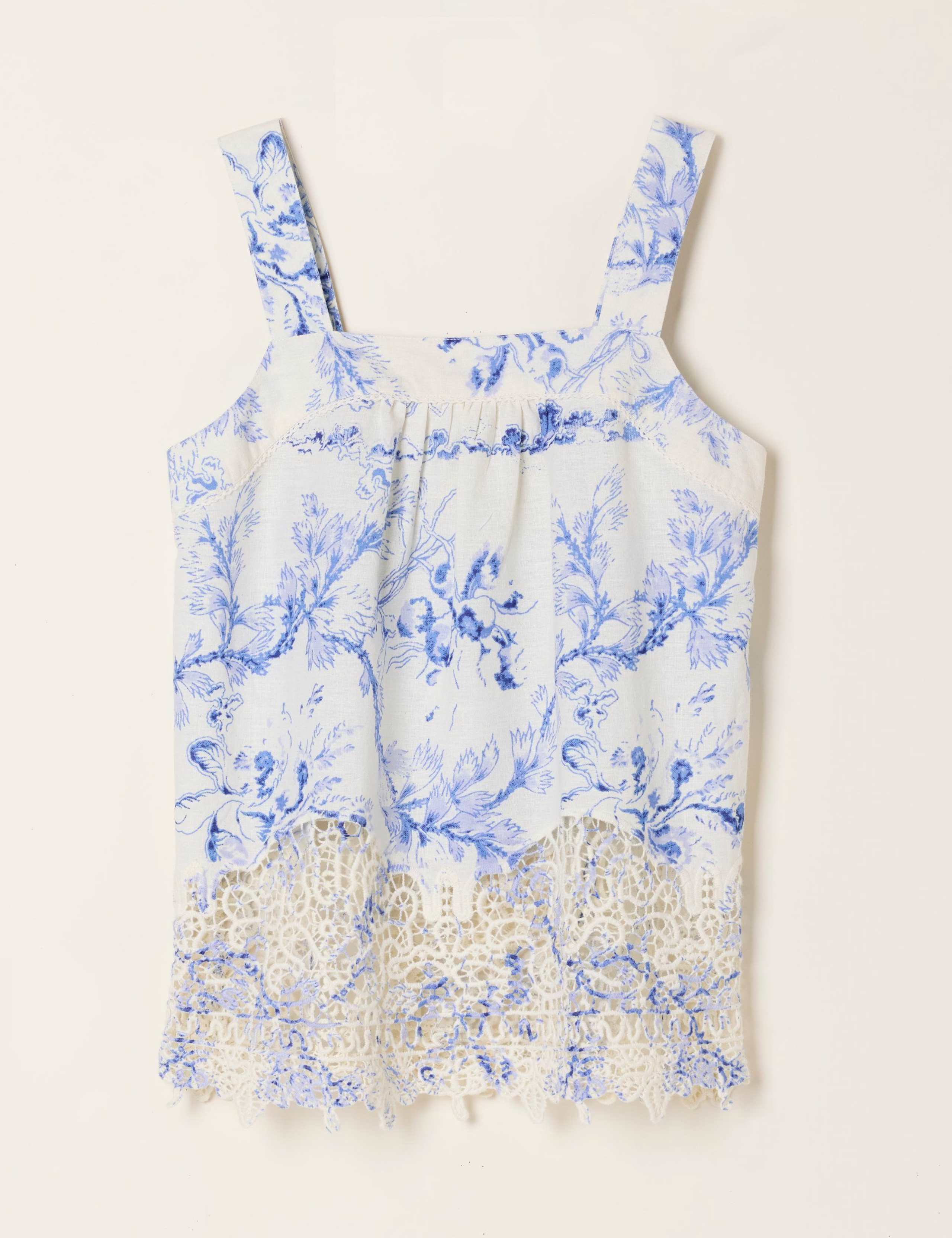 Floral Square Neck Cami Top with Linen 2 of 6
