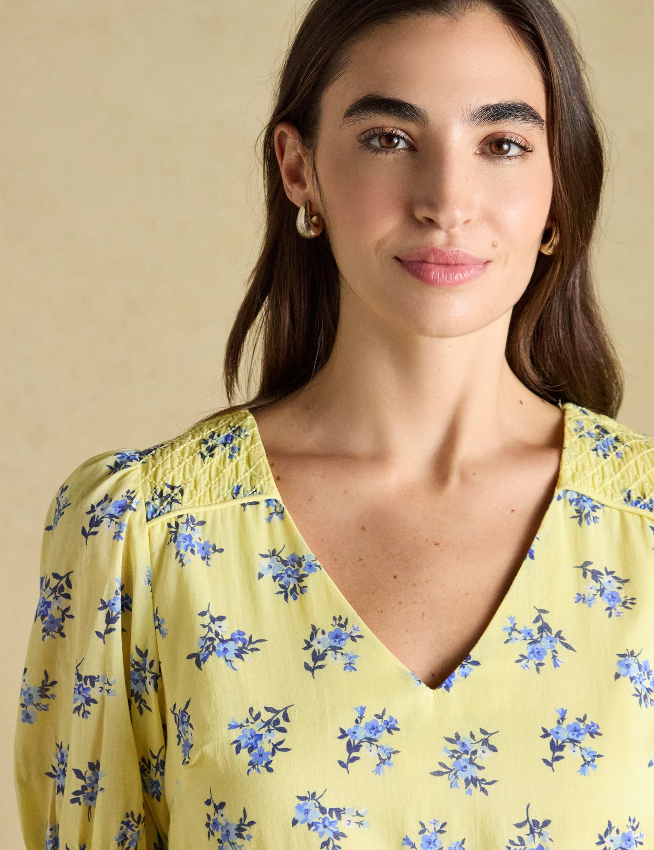 Pure Cotton Floral V-Neck Mini Tiered Dress 8 of 10
