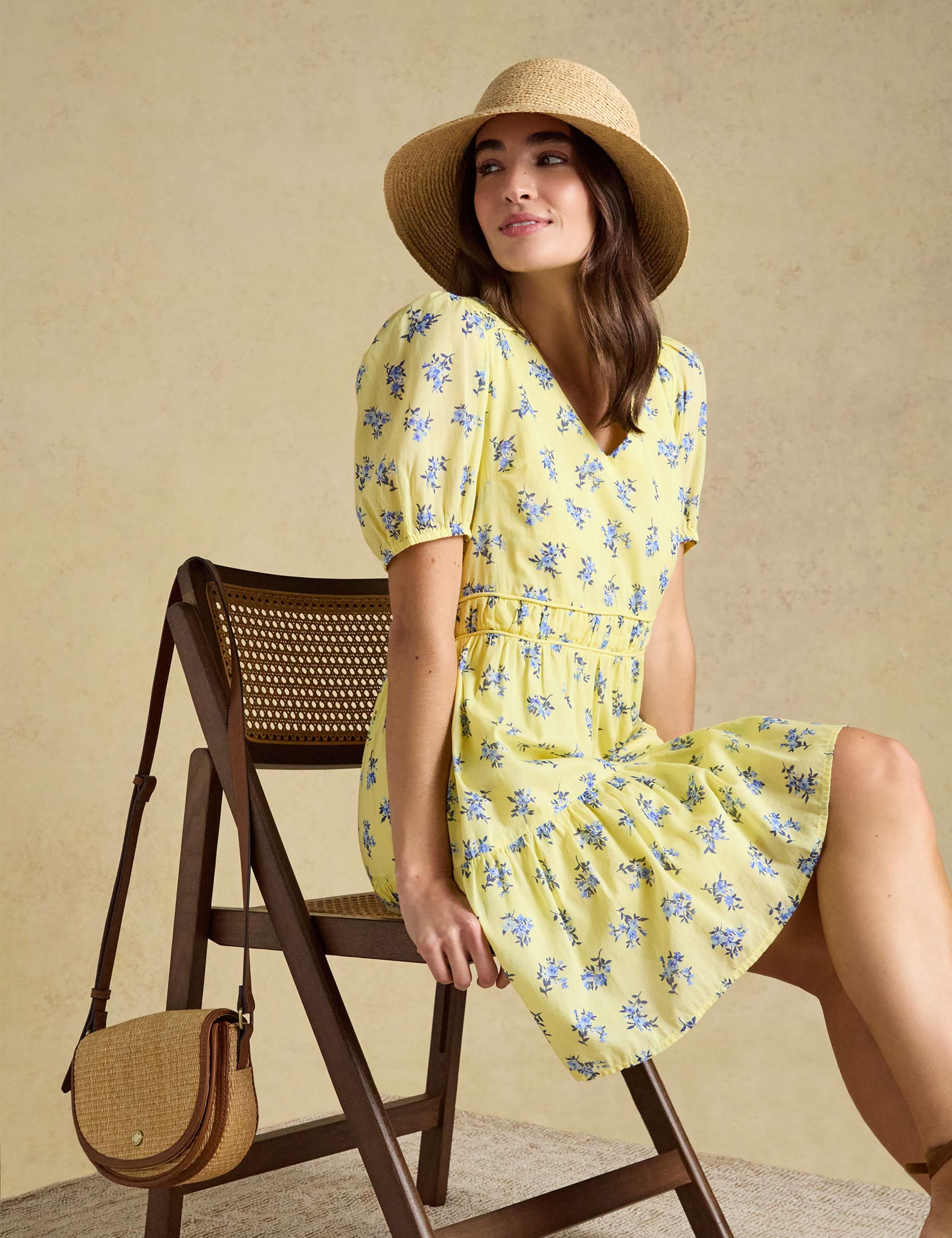 Pure Cotton Floral V-Neck Mini Tiered Dress 9 of 10