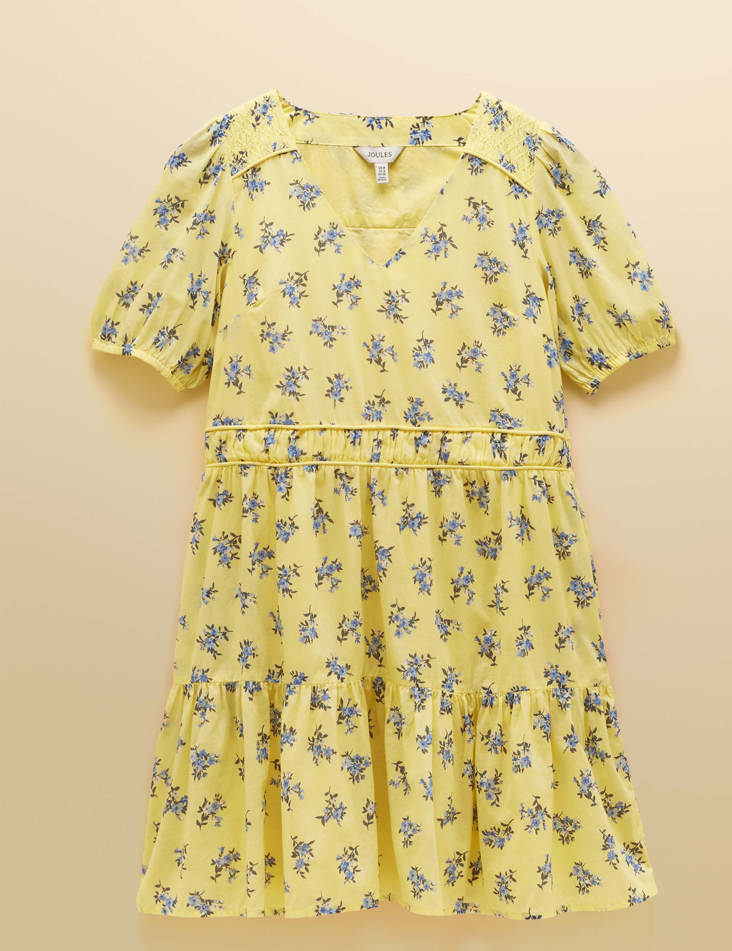 Pure Cotton Floral V-Neck Mini Tiered Dress 2 of 10