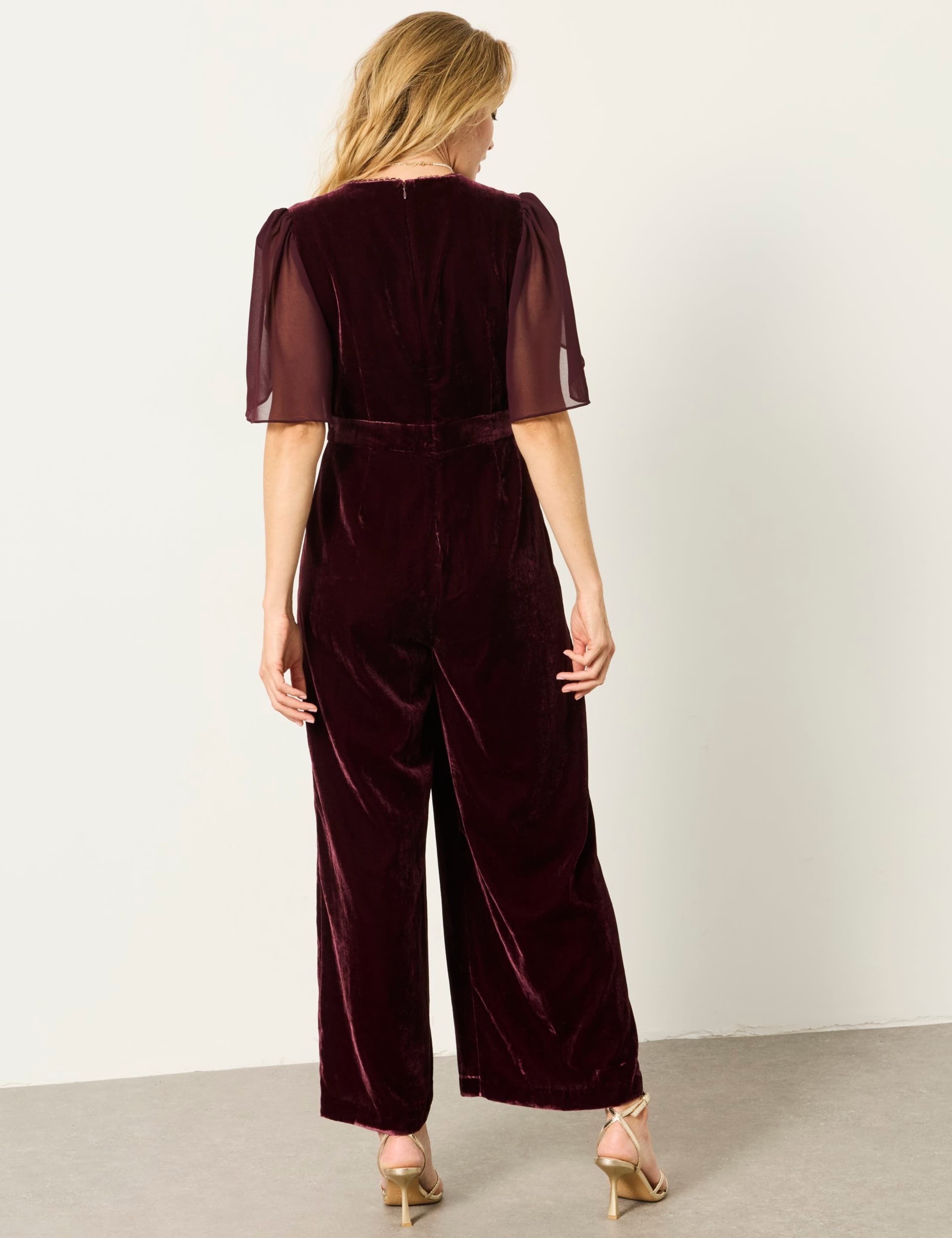 Velvet Tulip Sleeves Waisted Jumpsuit 3 of 5