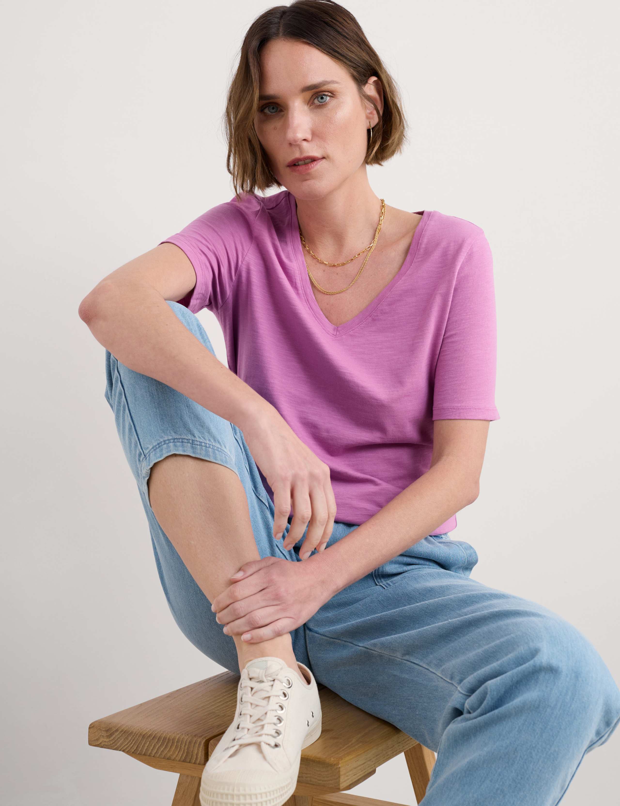 Pure Cotton V-Neck T-Shirt 3 of 4