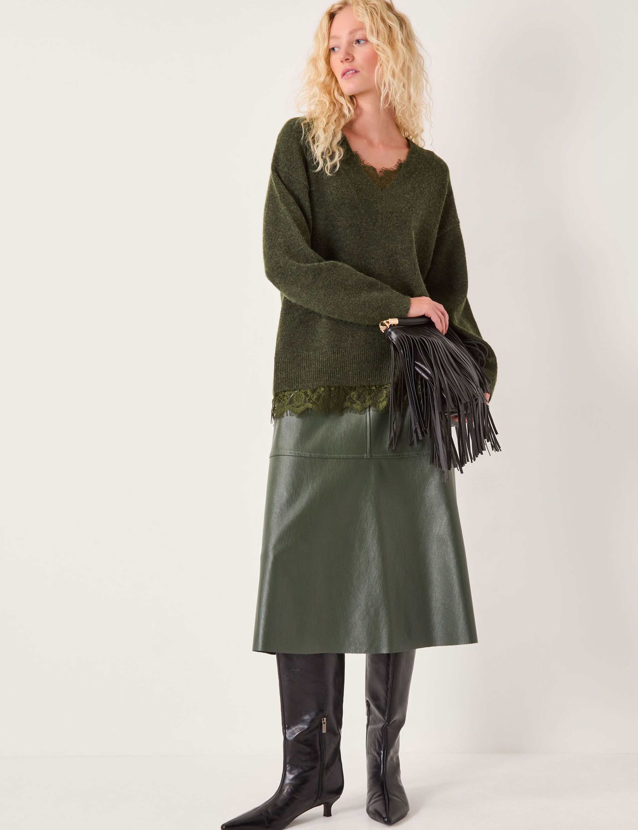 V-Neck Lace Detail Jumper 3 of 5