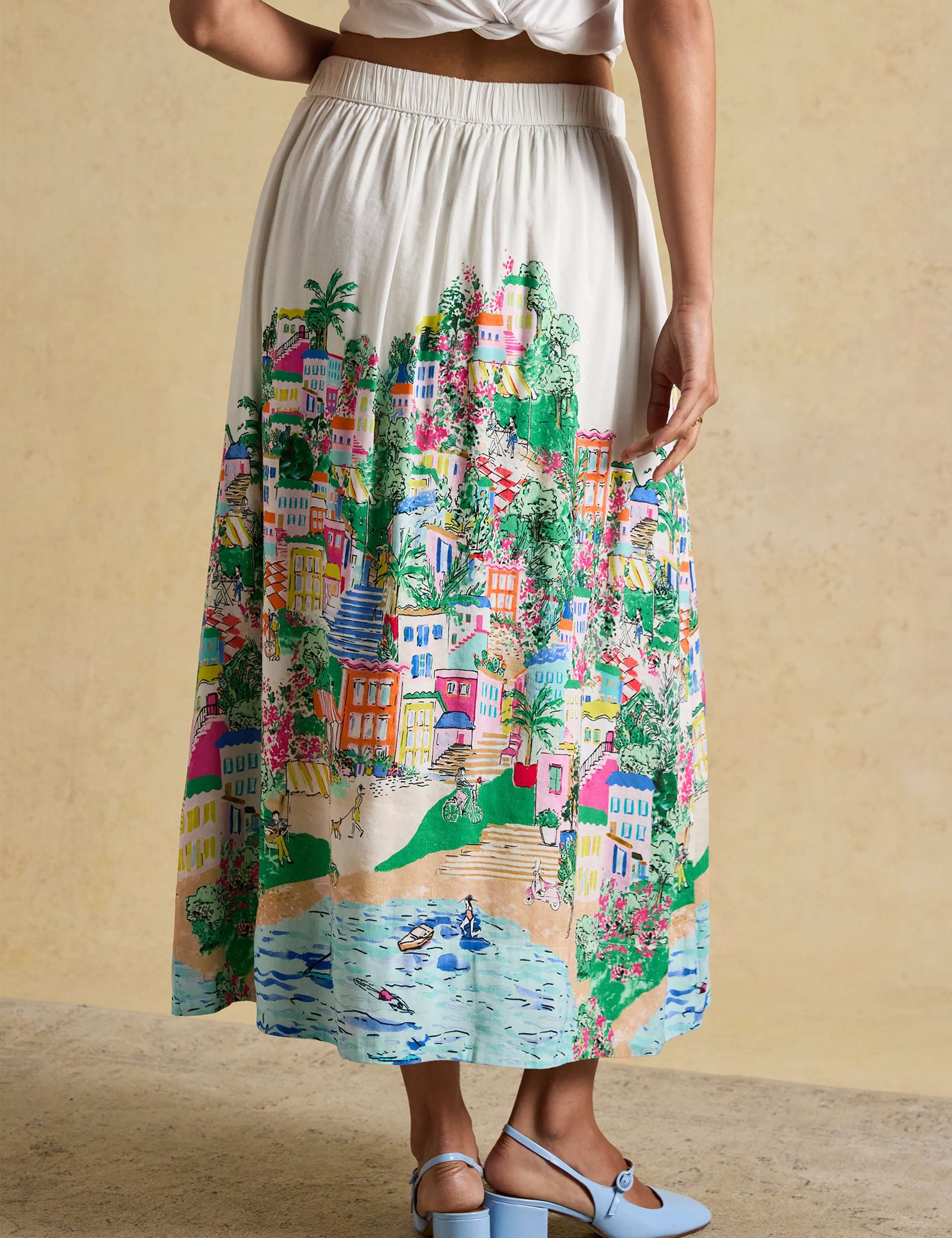 Pure Cotton Fiesta Scene Printed Midi Skirt 6 of 8