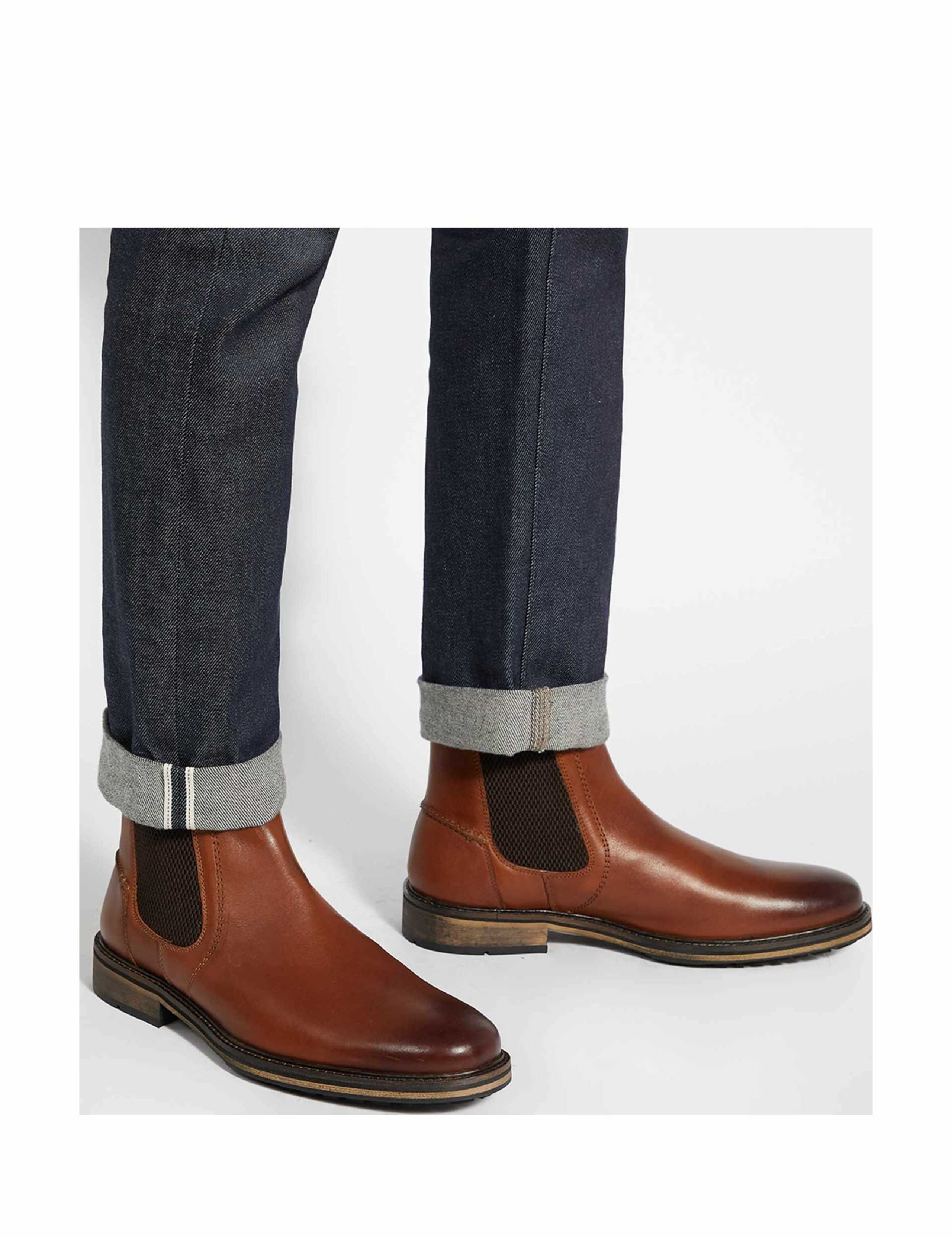 Wide Fit Leather Pull On Chelsea Boots 2 of 6