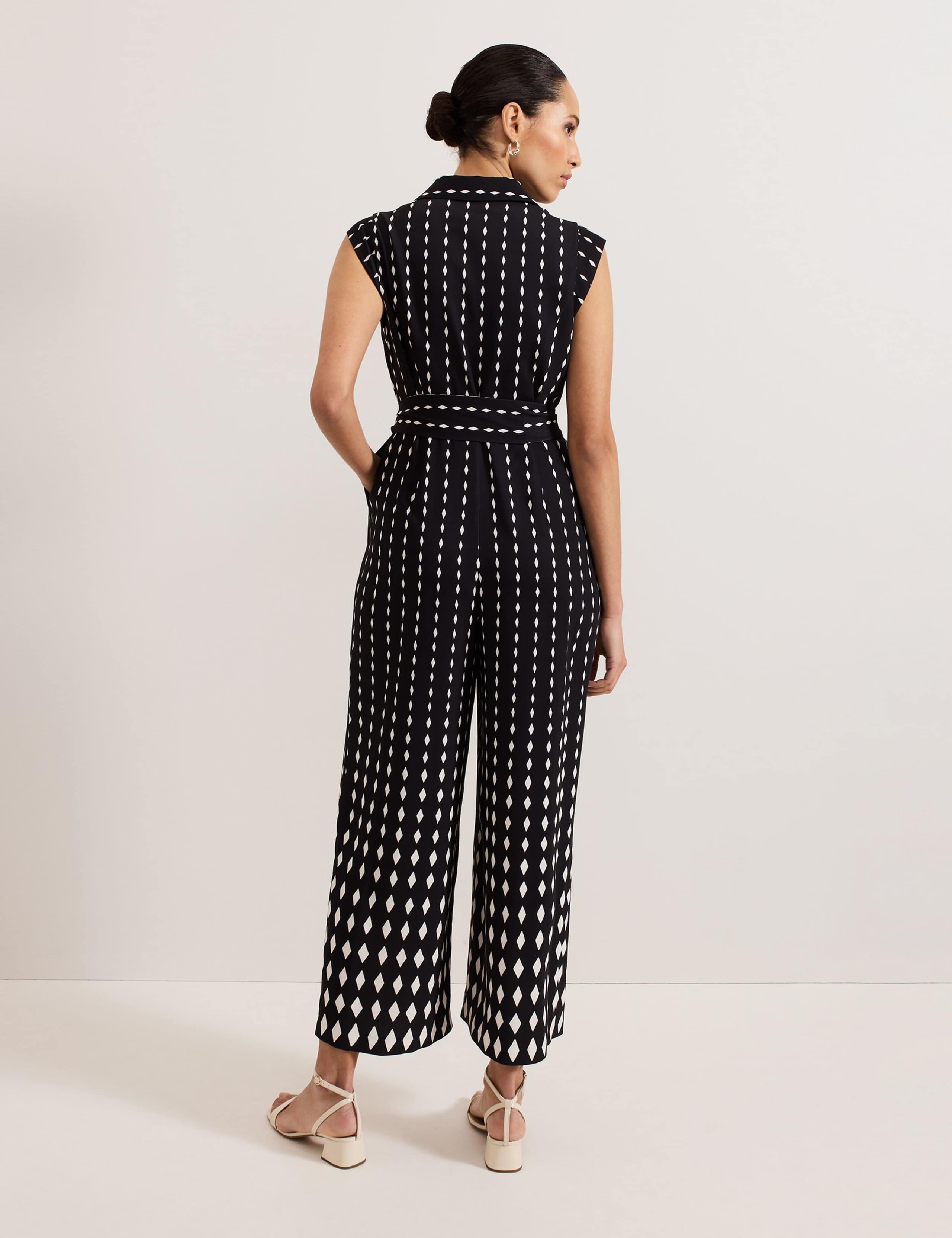 Geometric Belted Cropped Wide Leg Jumpsuit 7 of 8