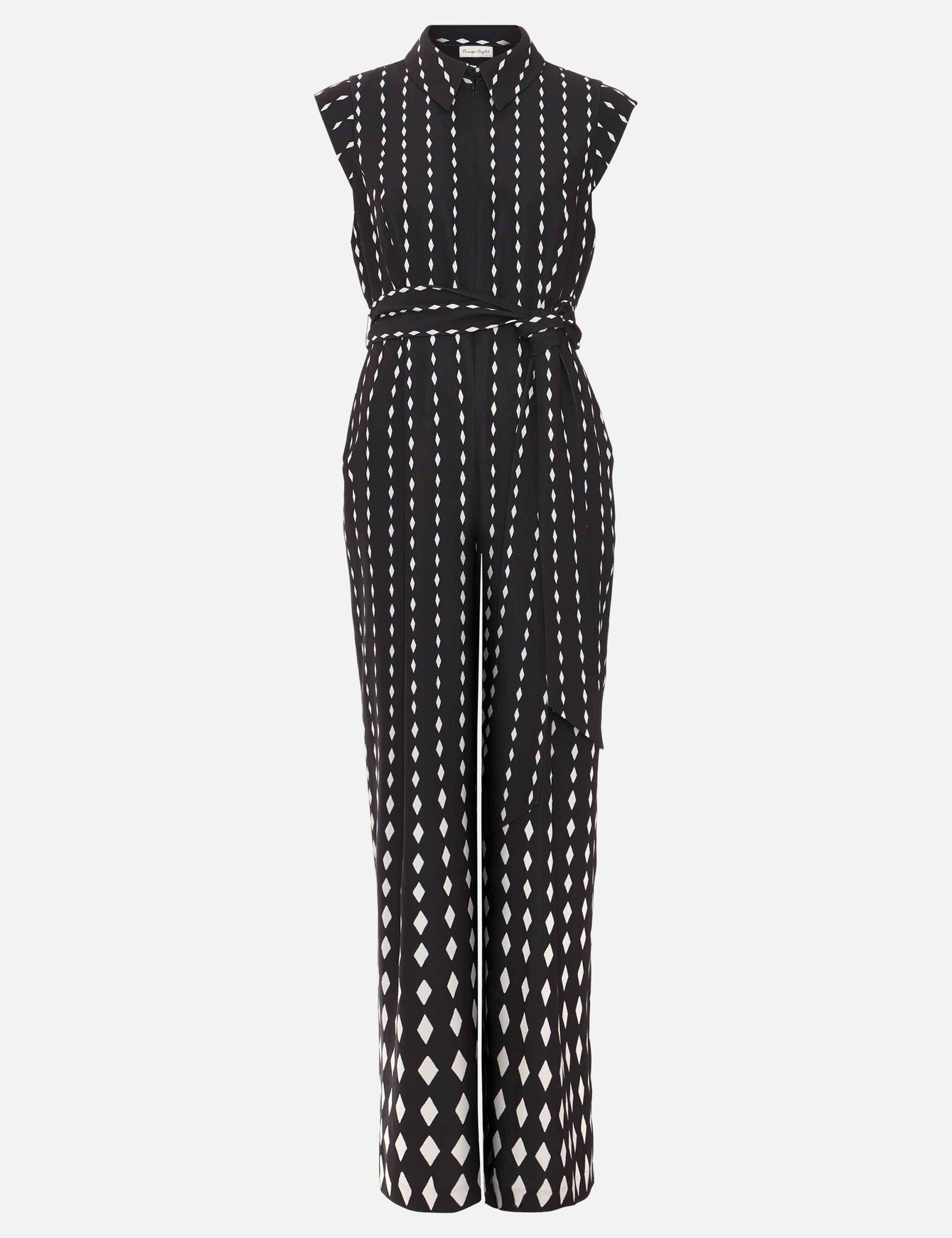 Geometric Belted Cropped Wide Leg Jumpsuit 2 of 8