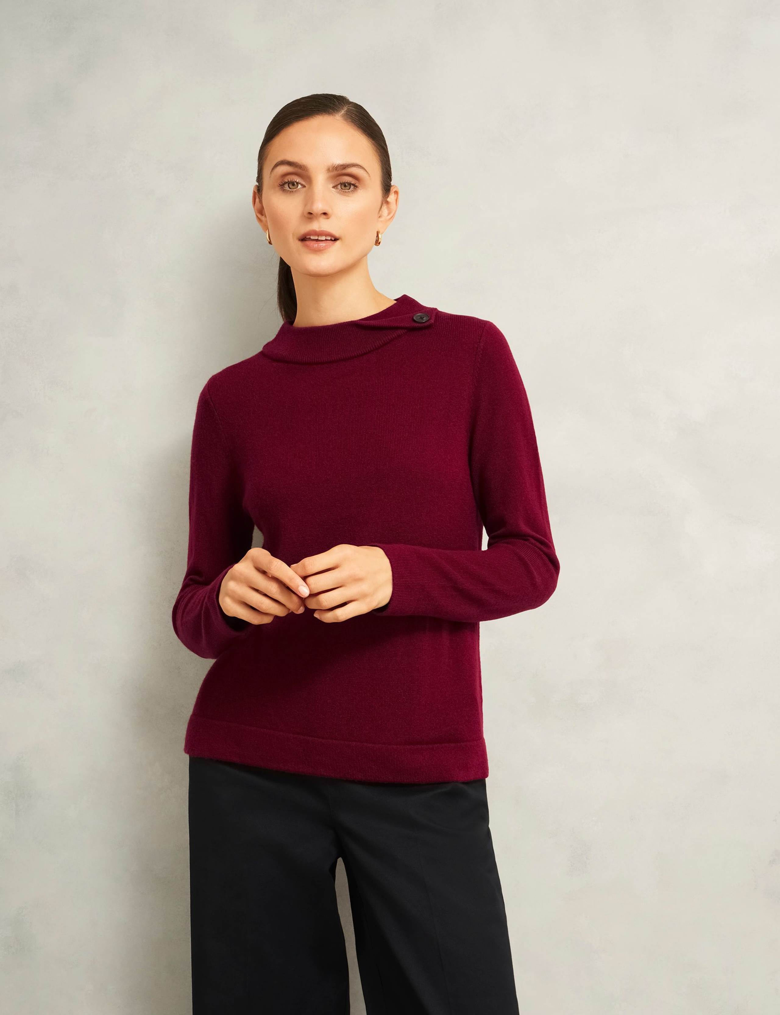 Merino Wool Rich Button Detail Jumper with Cashmere 1 of 6