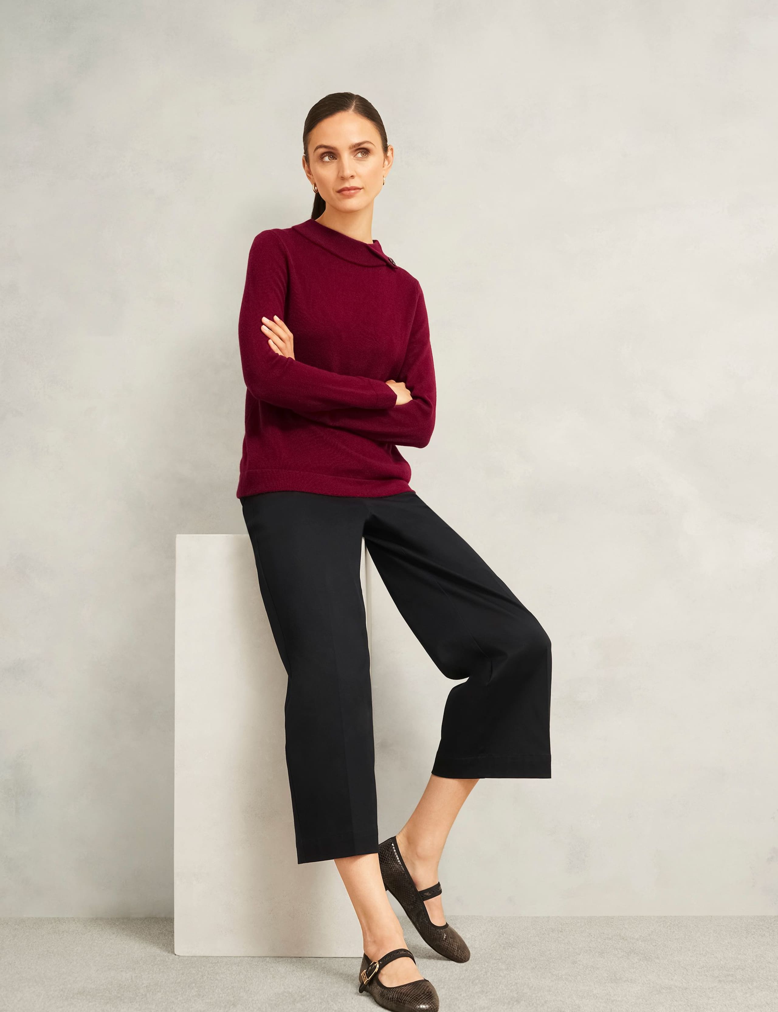 Merino Wool Rich Button Detail Jumper with Cashmere 5 of 6