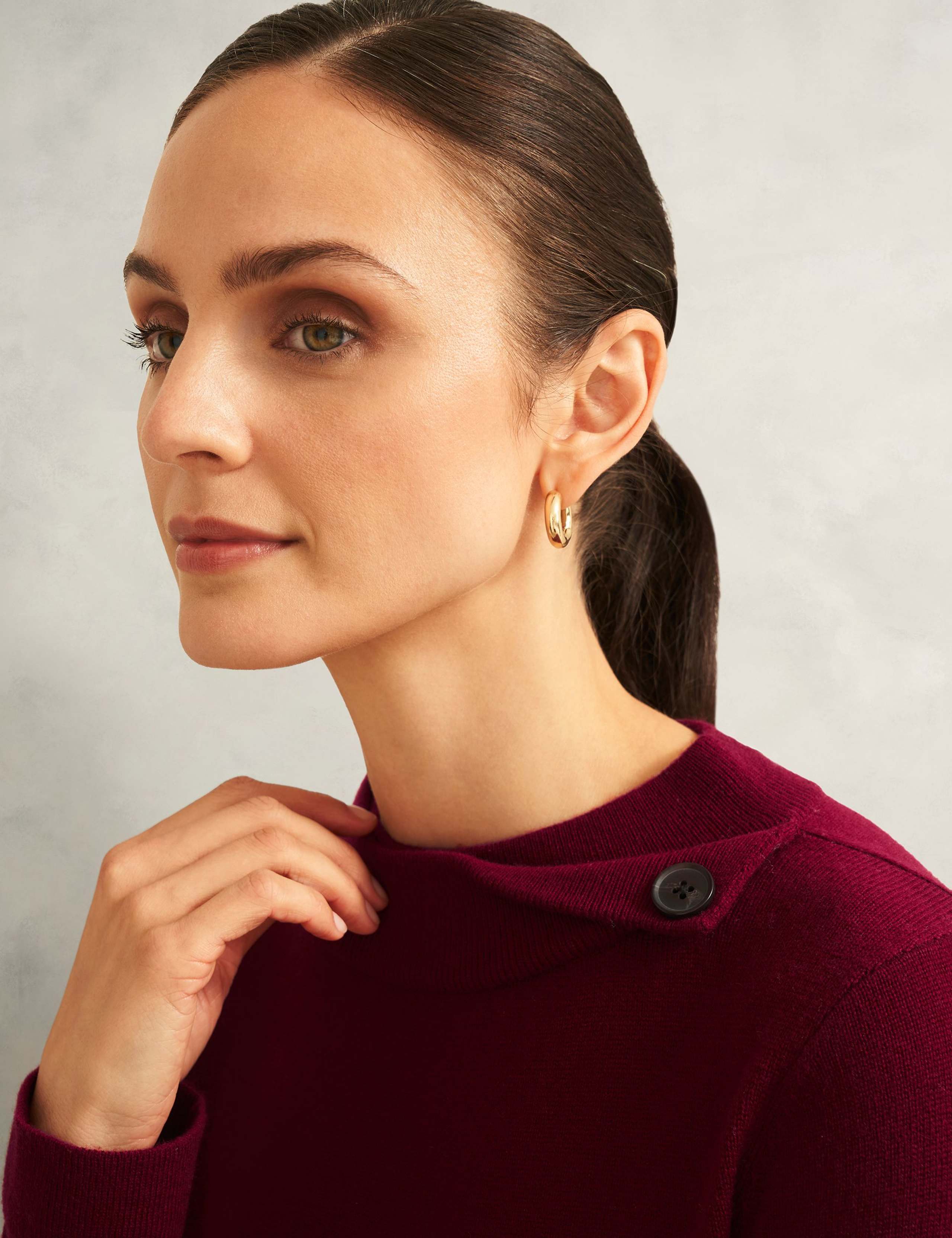 Merino Wool Rich Button Detail Jumper with Cashmere 6 of 6