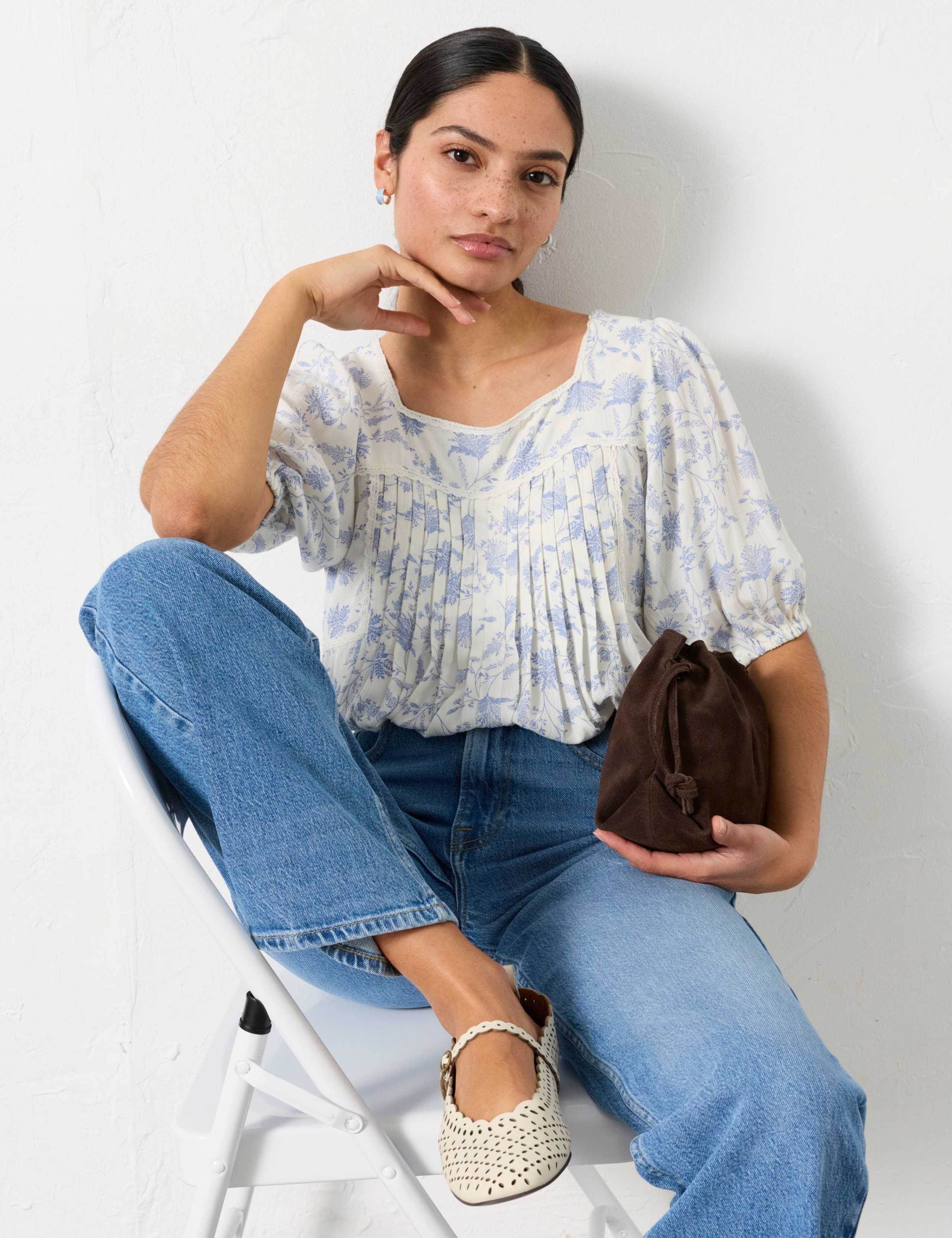 Floral Scoop Neck Puff Sleeve Tunic 4 of 6