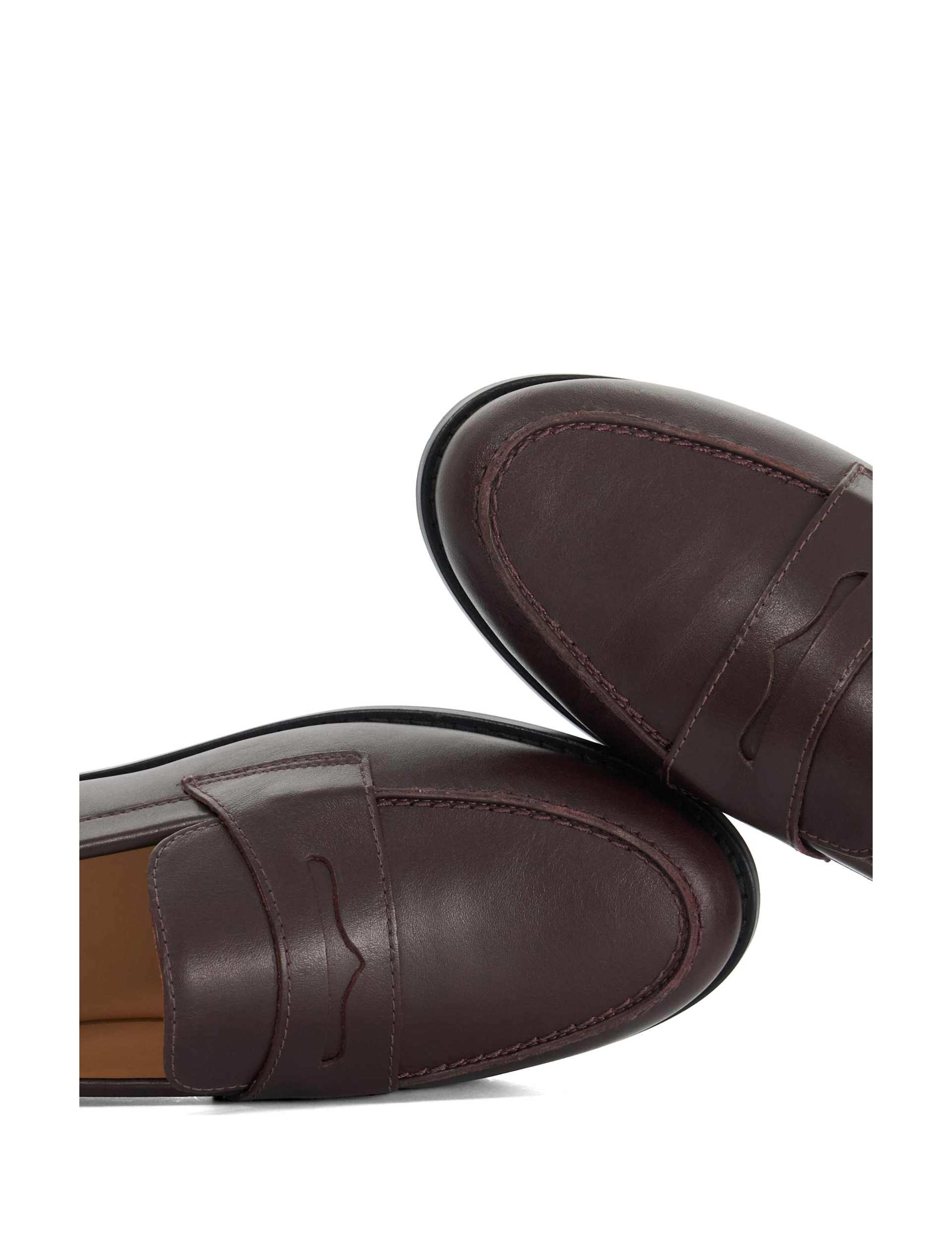 Wide Fit Leather Block Heel Penny Loafers 4 of 5