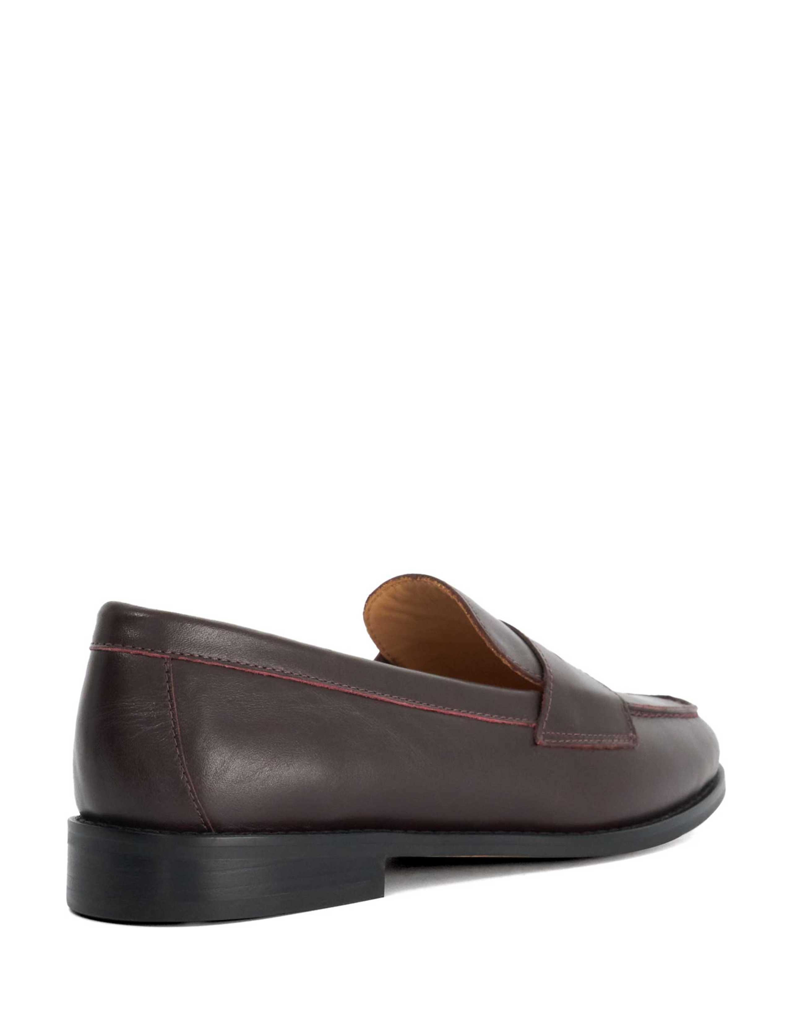 Wide Fit Leather Block Heel Penny Loafers 5 of 5