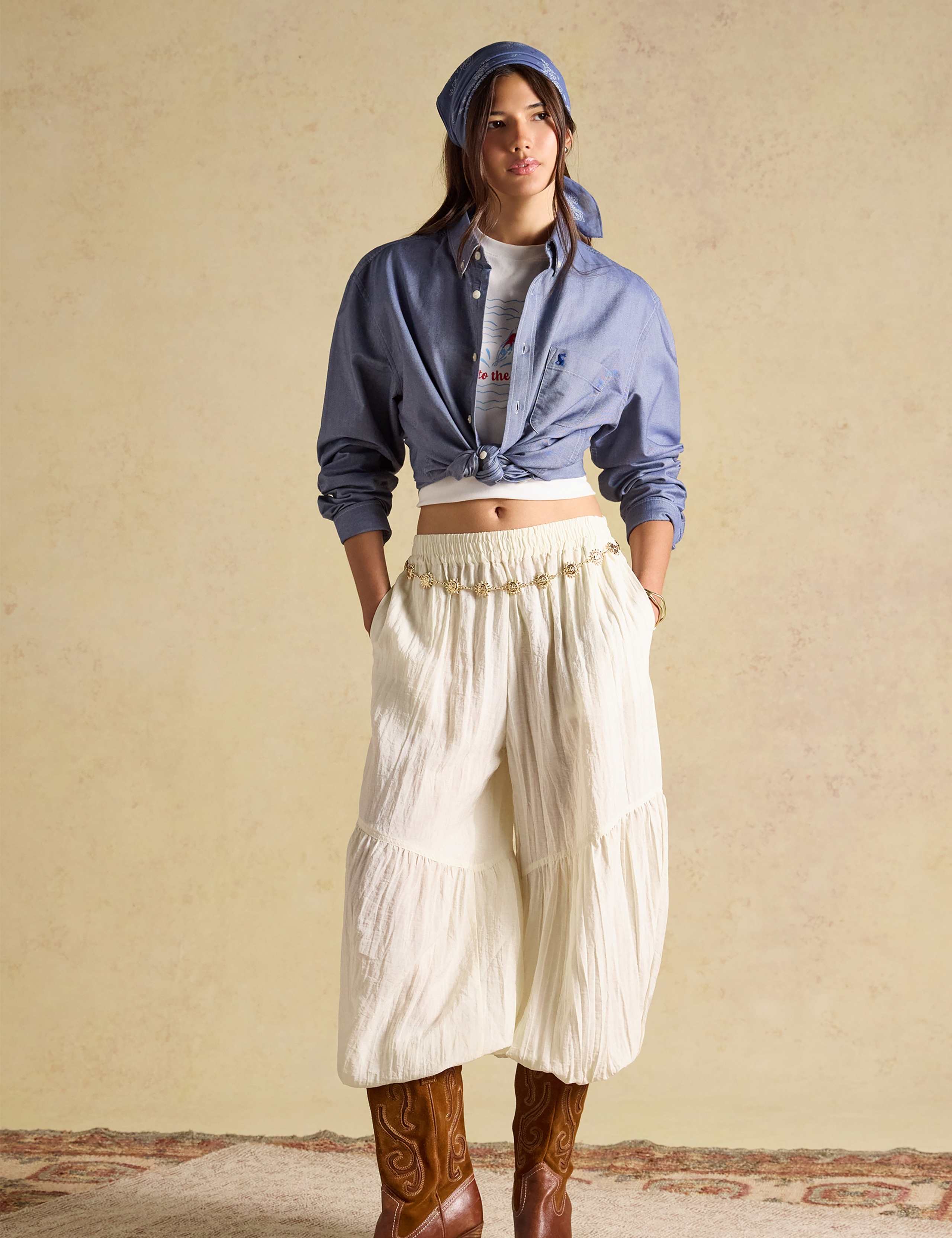 Pure Cotton Pleated Balloon Trousers 4 of 9