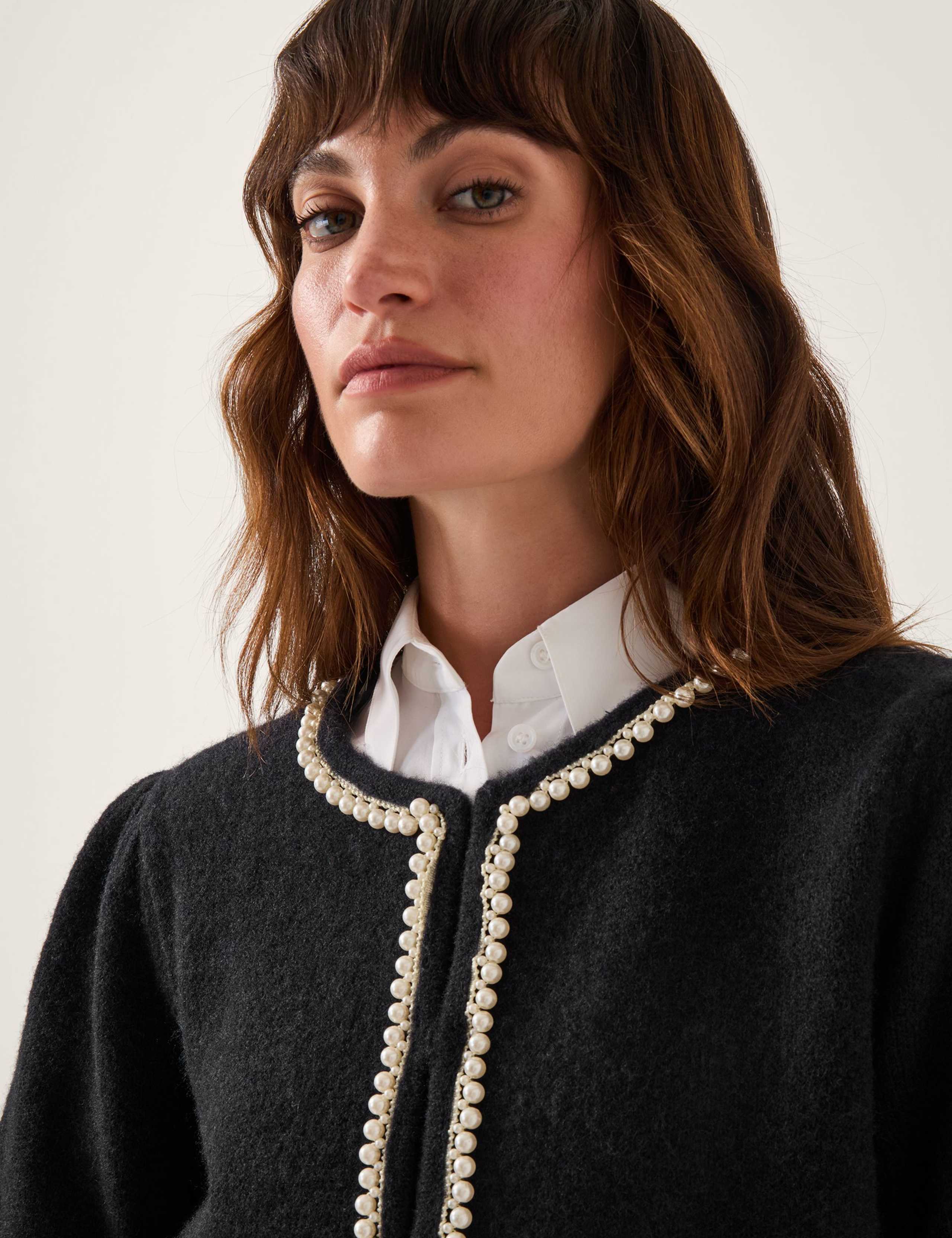 Pearl Embellished Crew Neck Cardigan 2 of 5