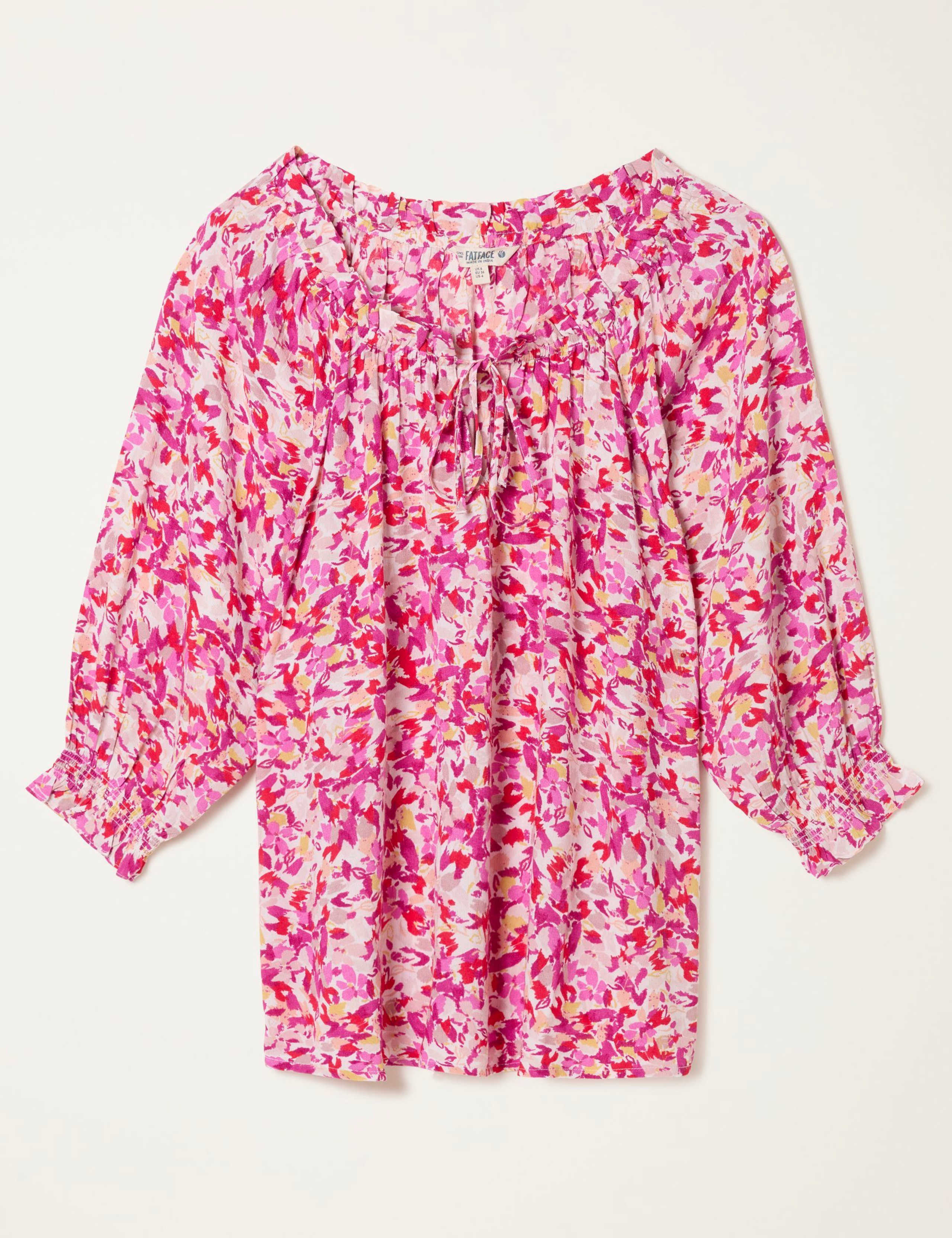 Floral Tie Neck Shirred Detail Blouse 2 of 5