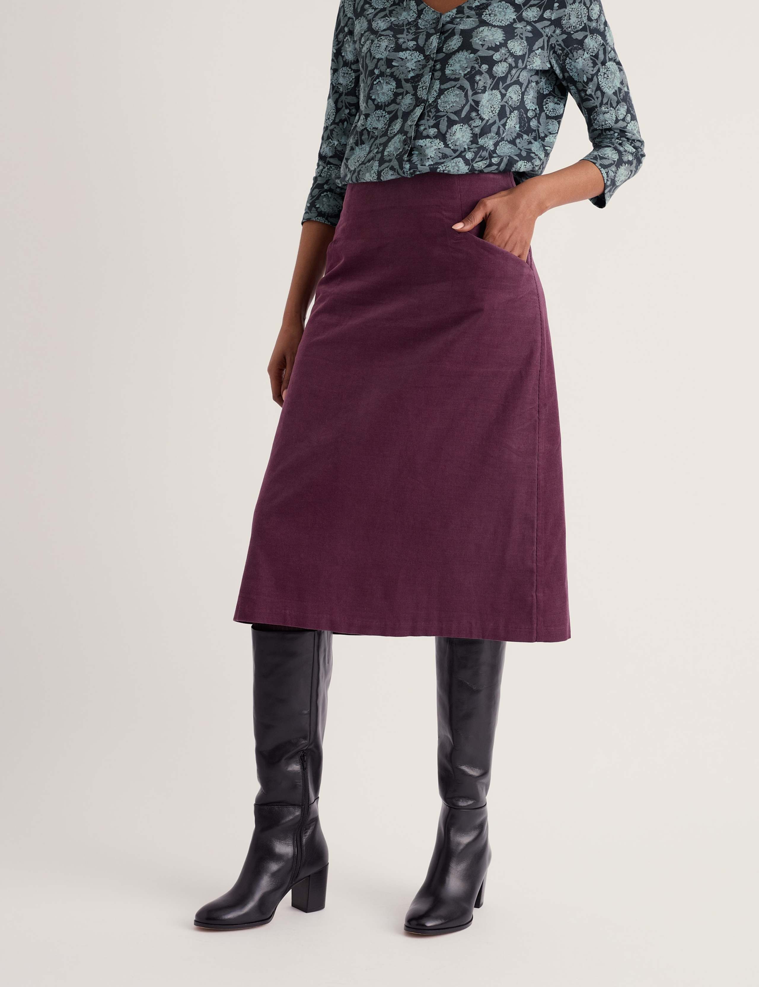 Pure Cotton Knee Length A-Line Skirt 3 of 5