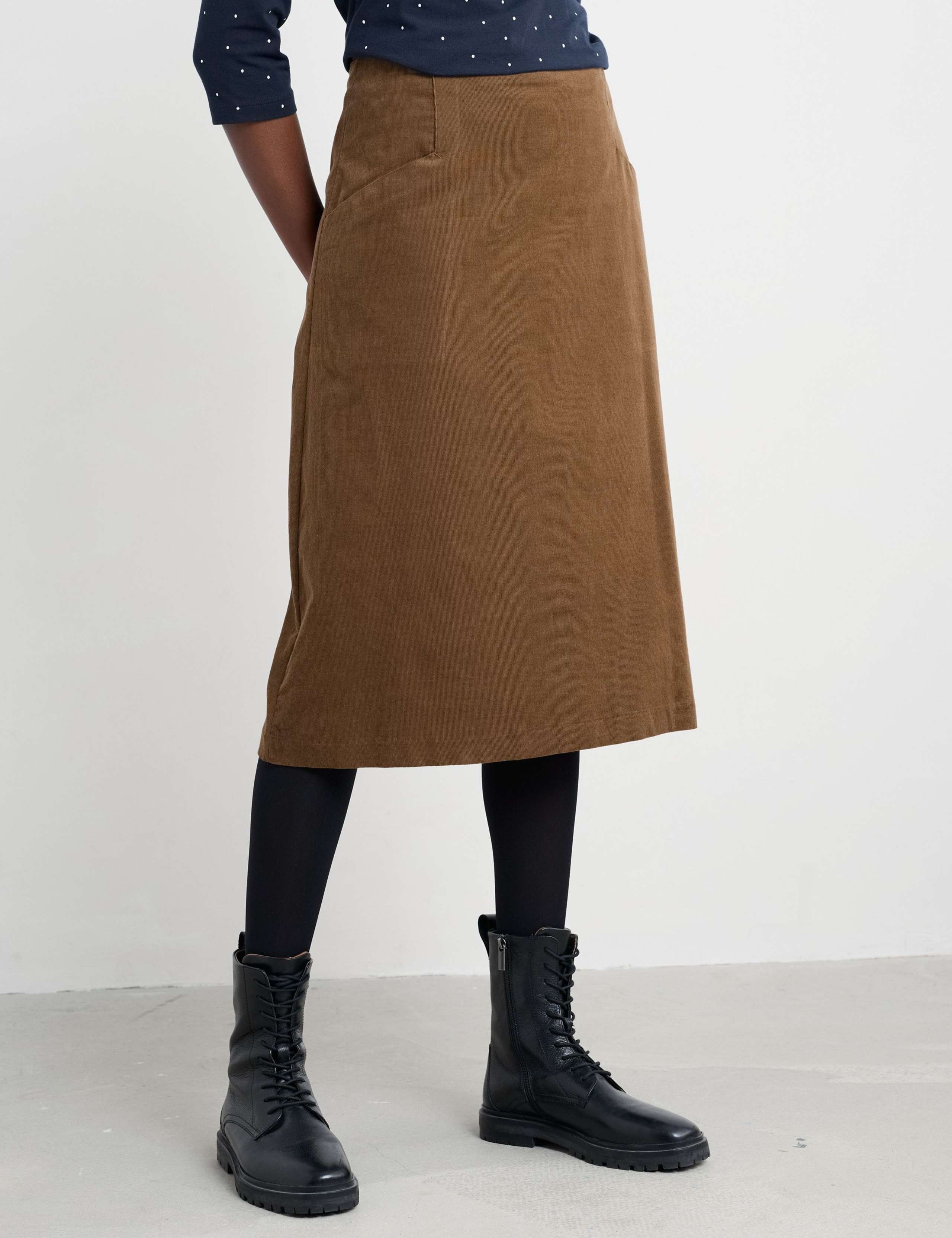 Pure Cotton Knee Length A-Line Skirt 3 of 4