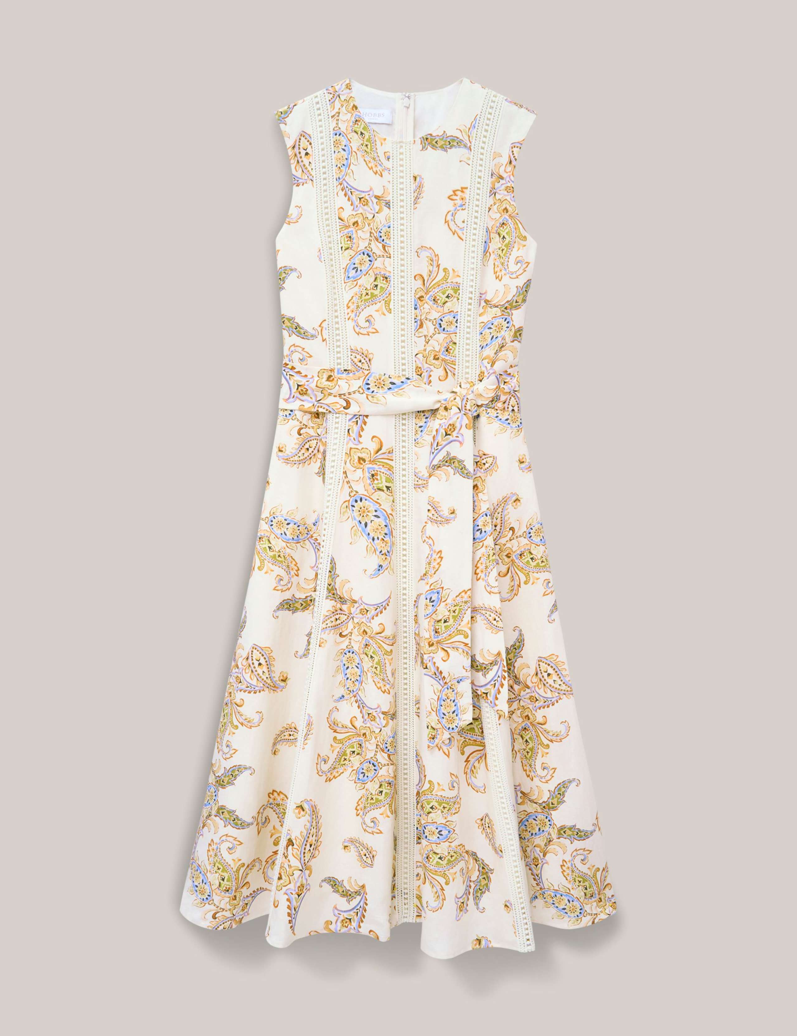 Linen Blend Printed Midi Skater Dress 2 of 5