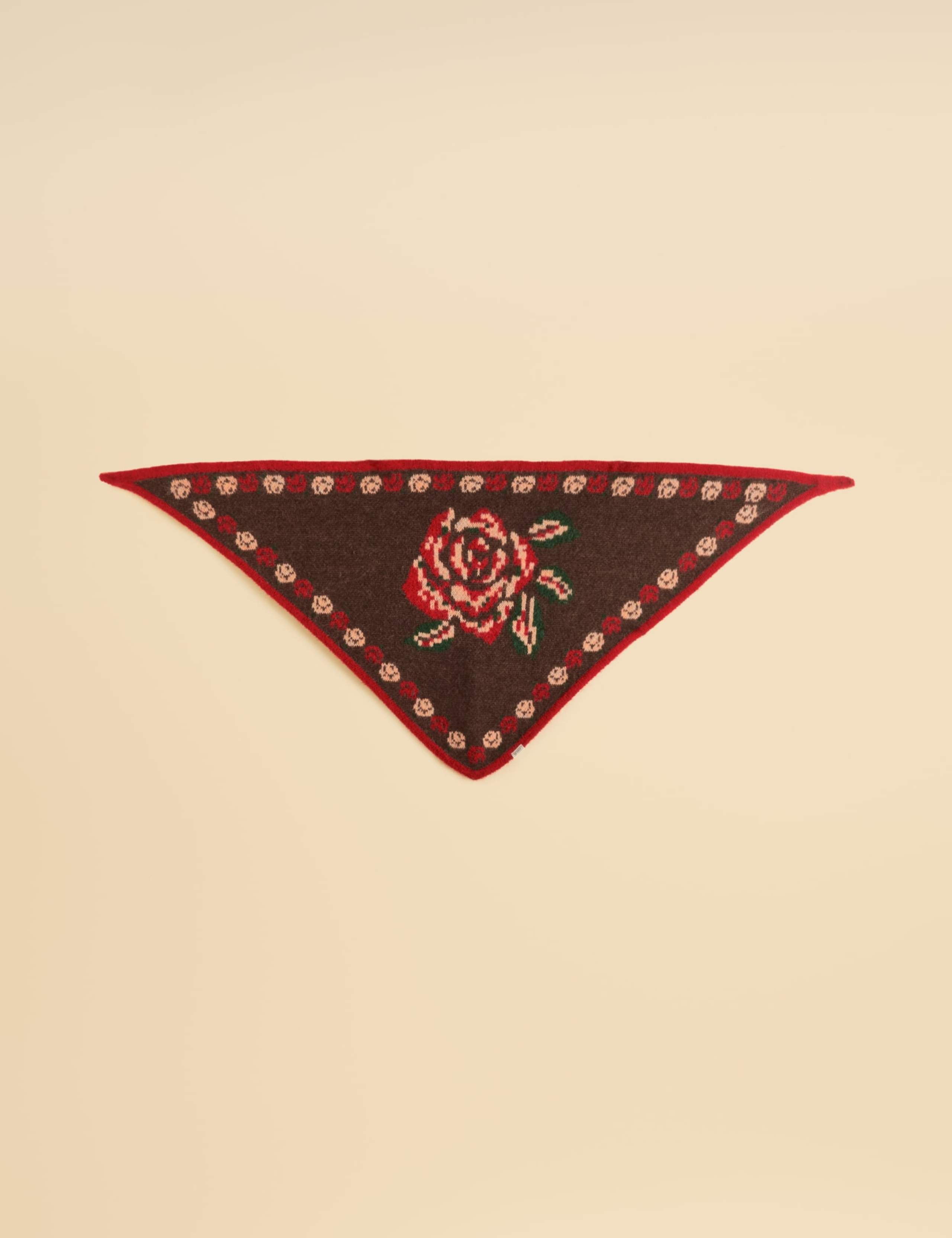 Knitted Floral Triangle Scarf 6 of 6