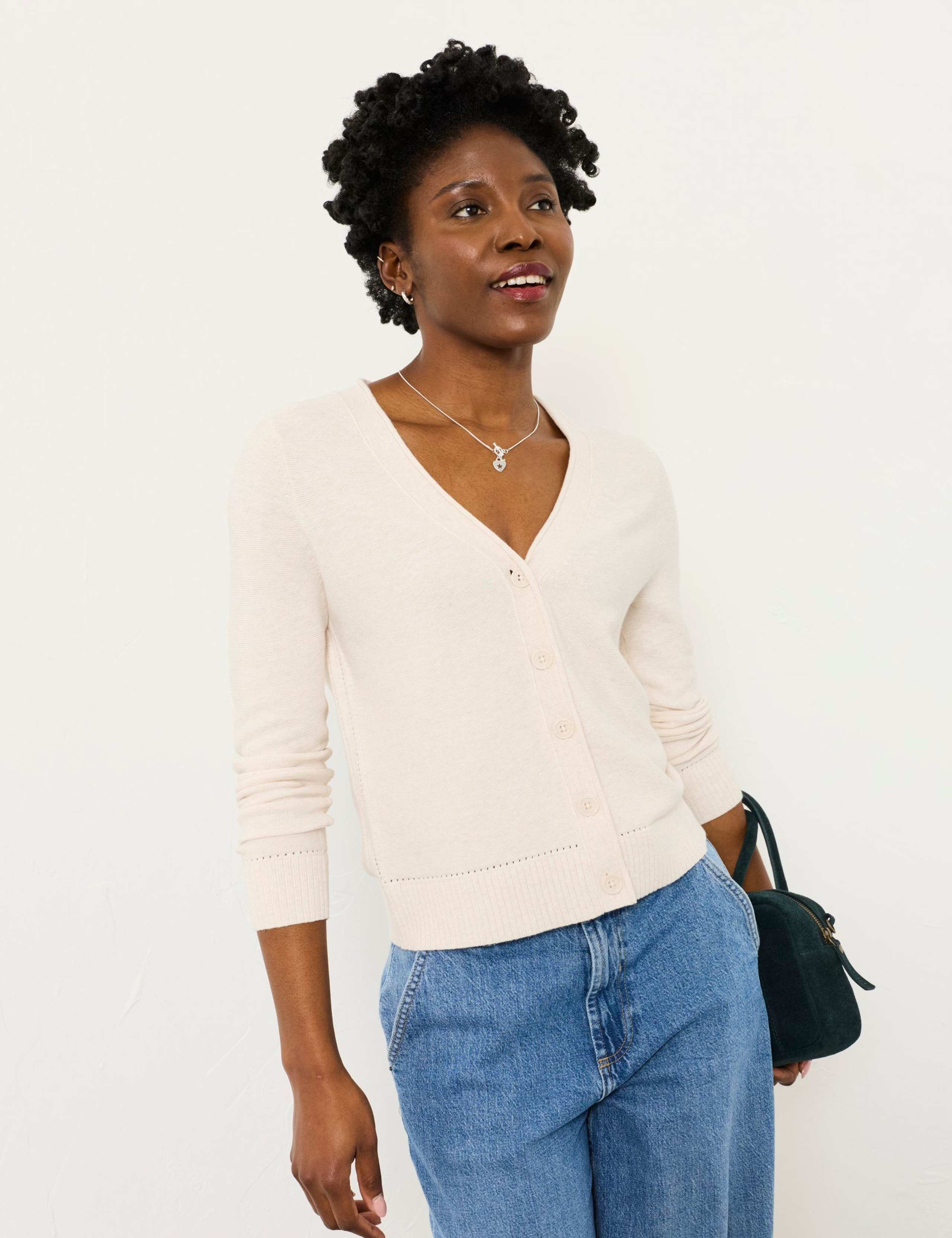 Pure Cotton Textured V-Neck Cardigan 1 of 6