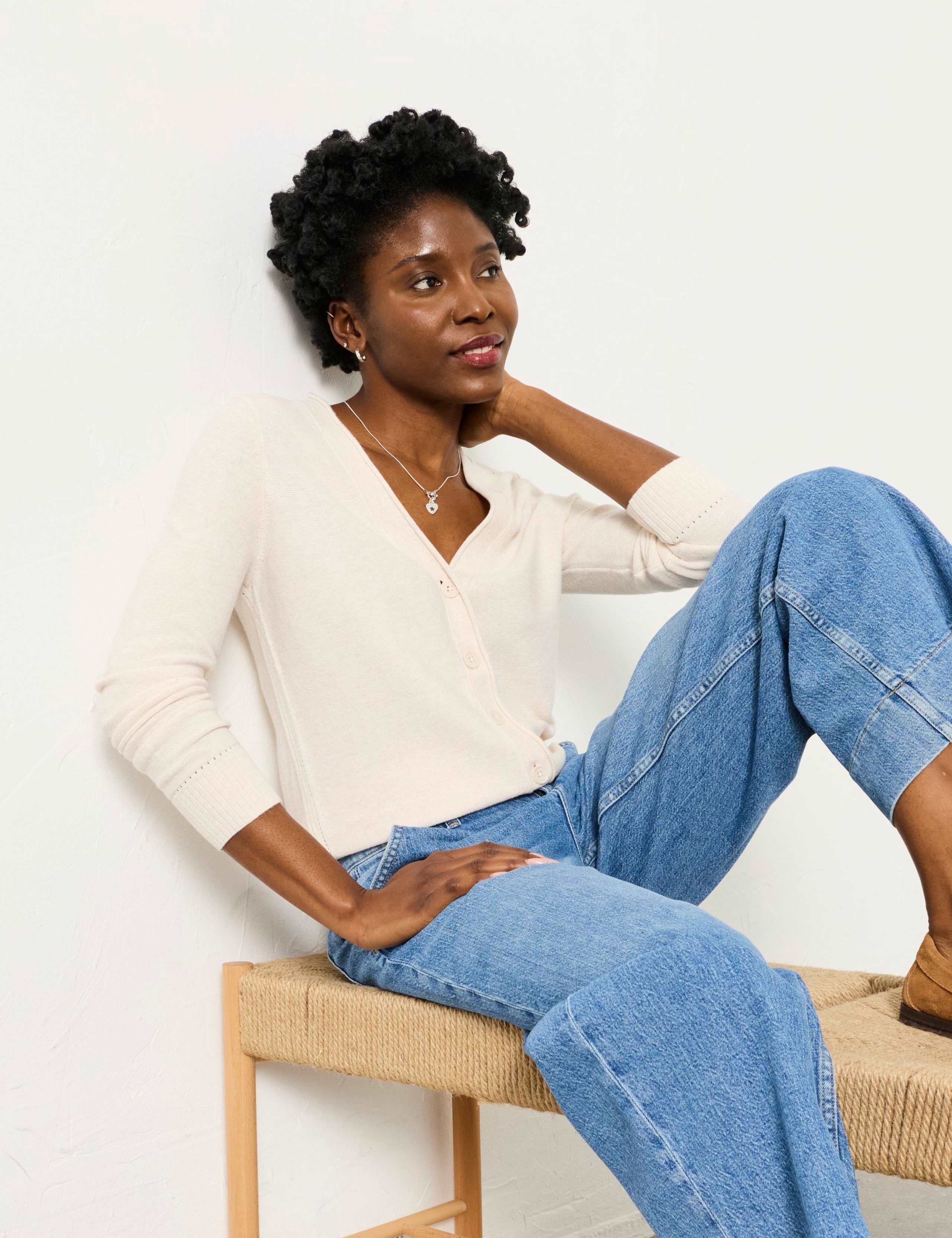 Pure Cotton Textured V-Neck Cardigan 5 of 6