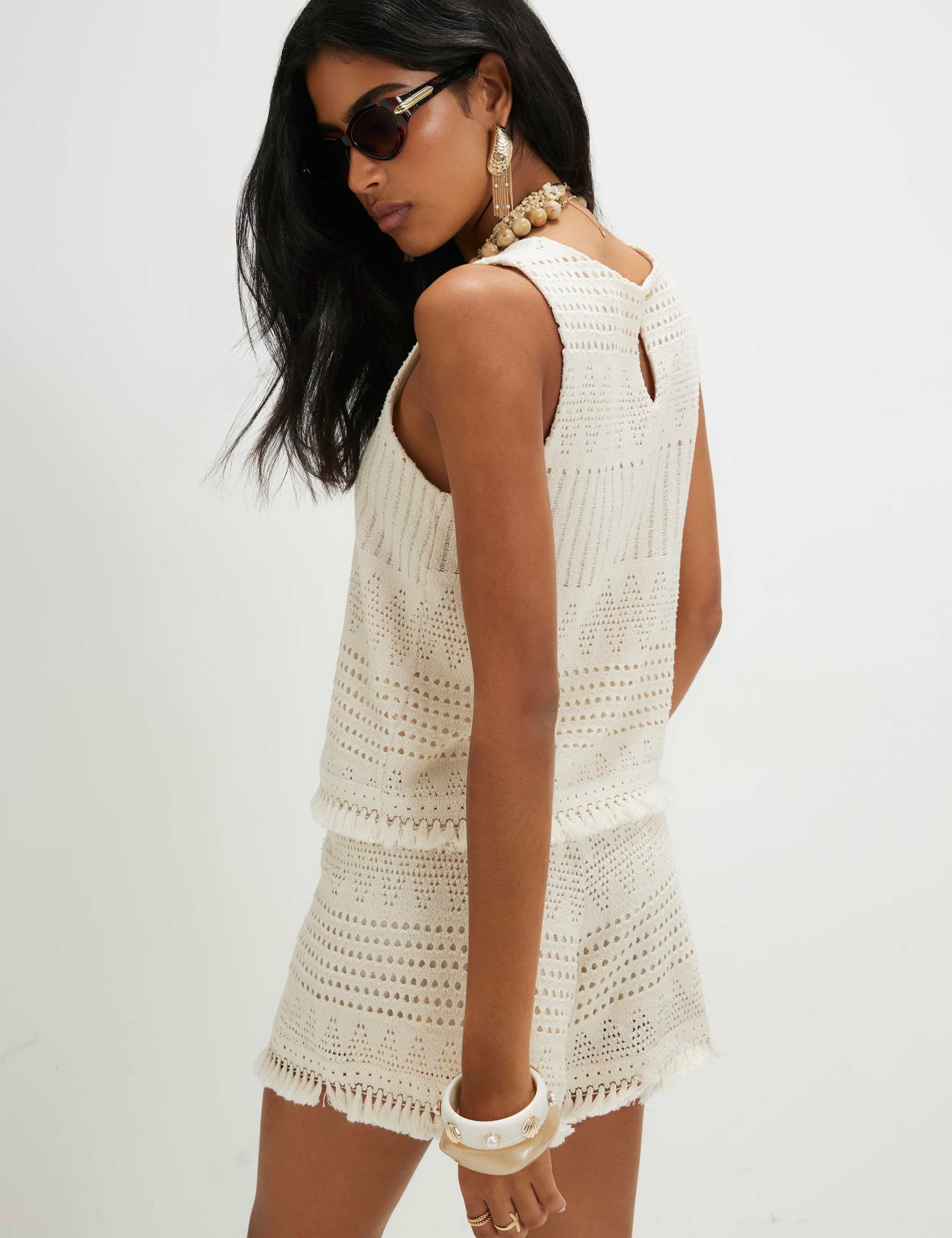 Pure Cotton Crochet Fringe Detail Shorts 2 of 3