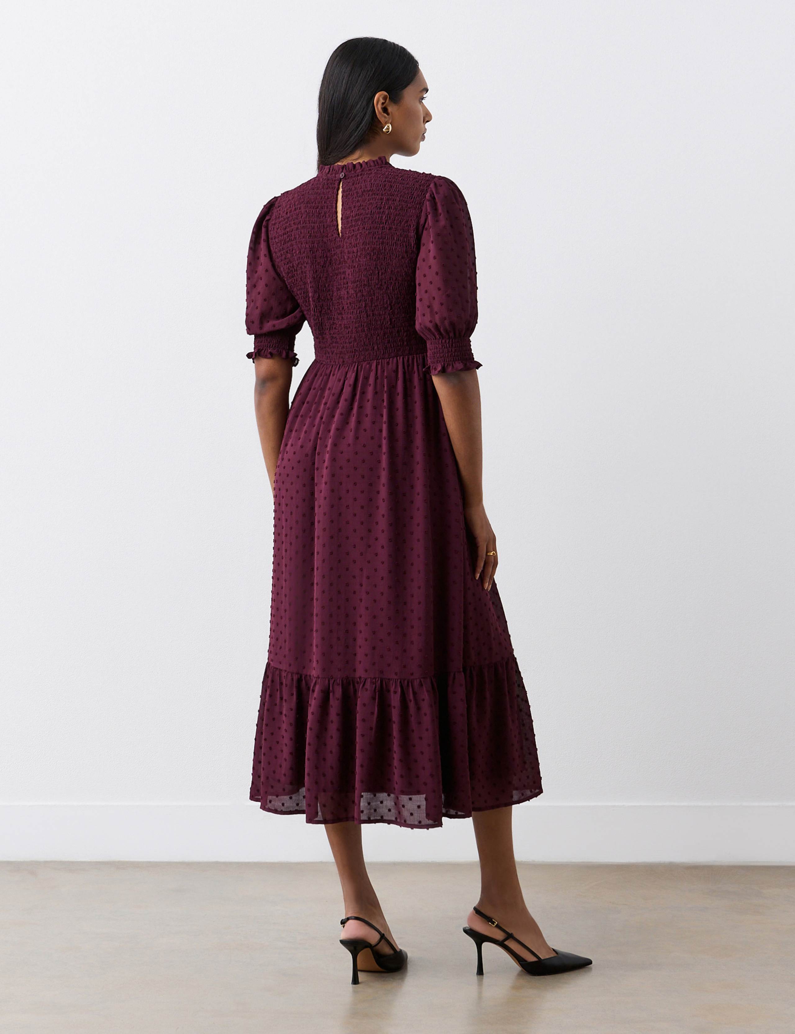 Georgette Textured Shirred Midi Tea Dress 2 of 4