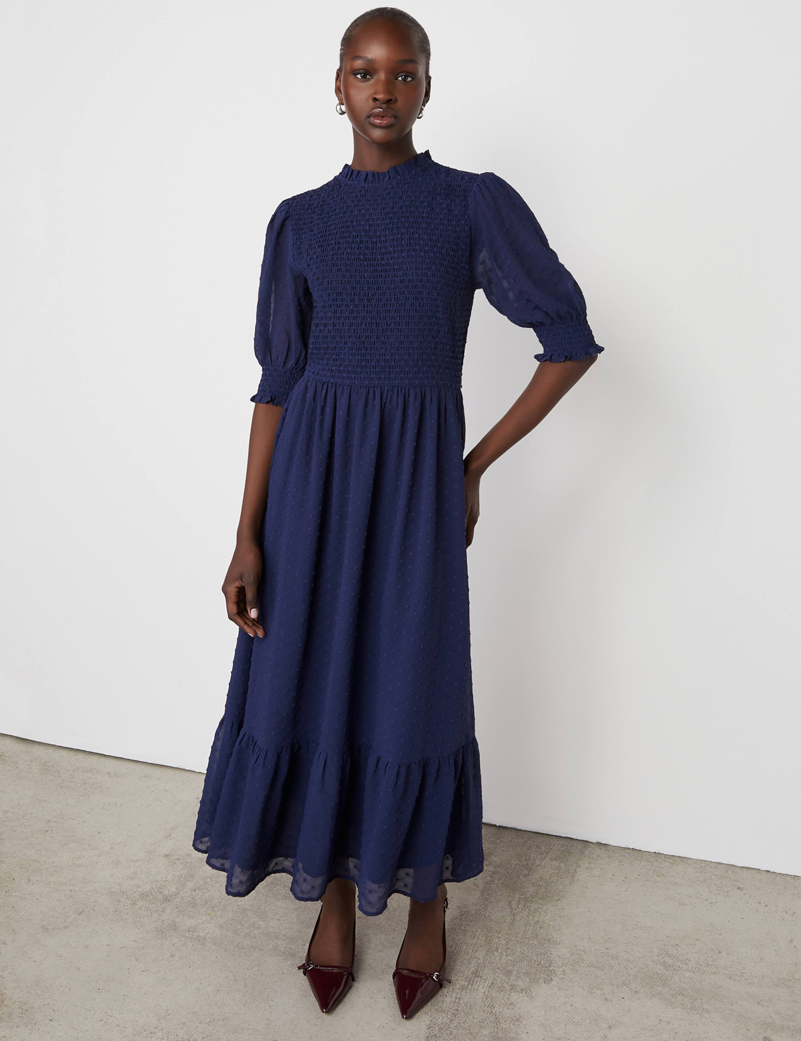 Georgette Textured Shirred Midi Tea Dress 2 of 4