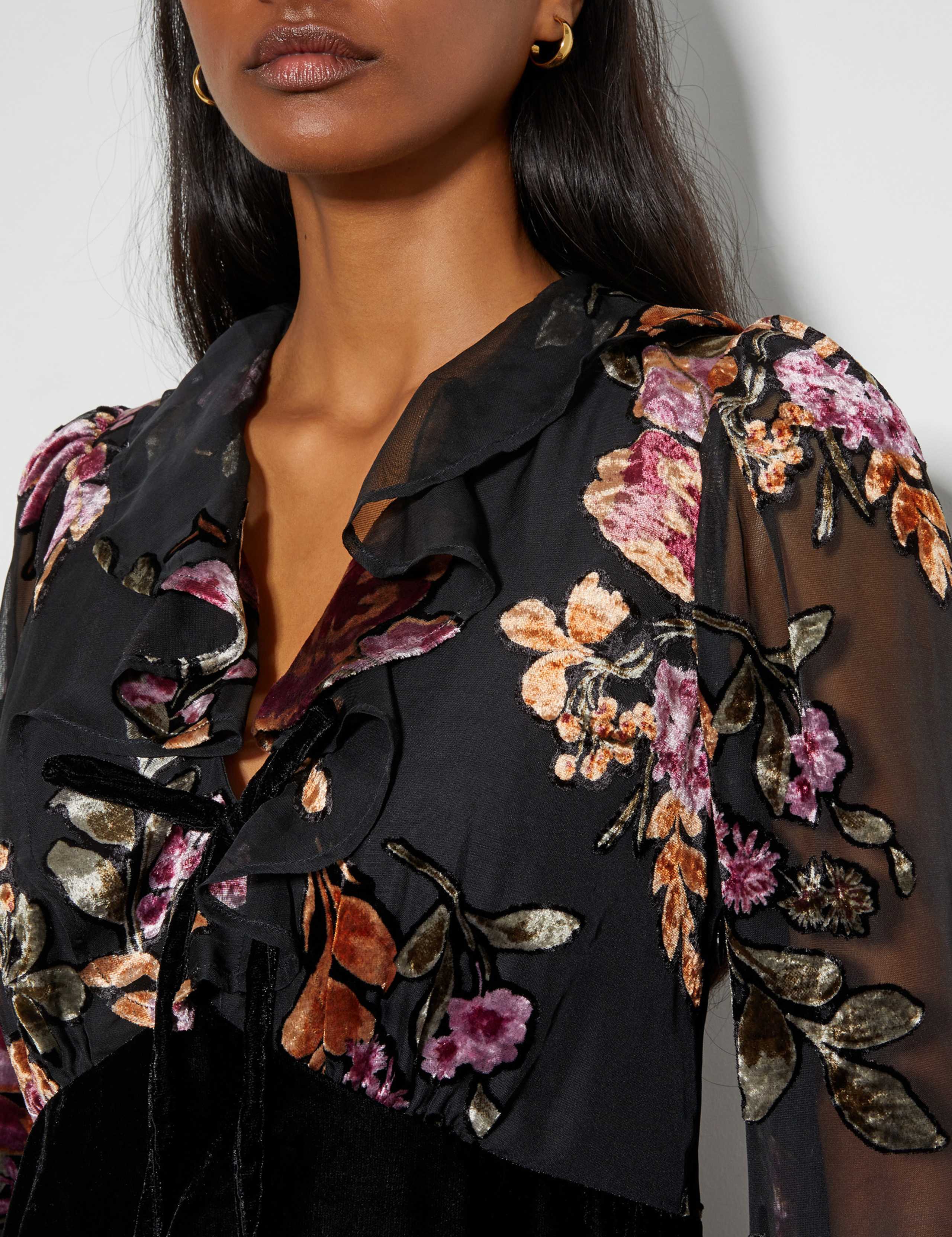 Velvet Floral Midi Dress 4 of 4