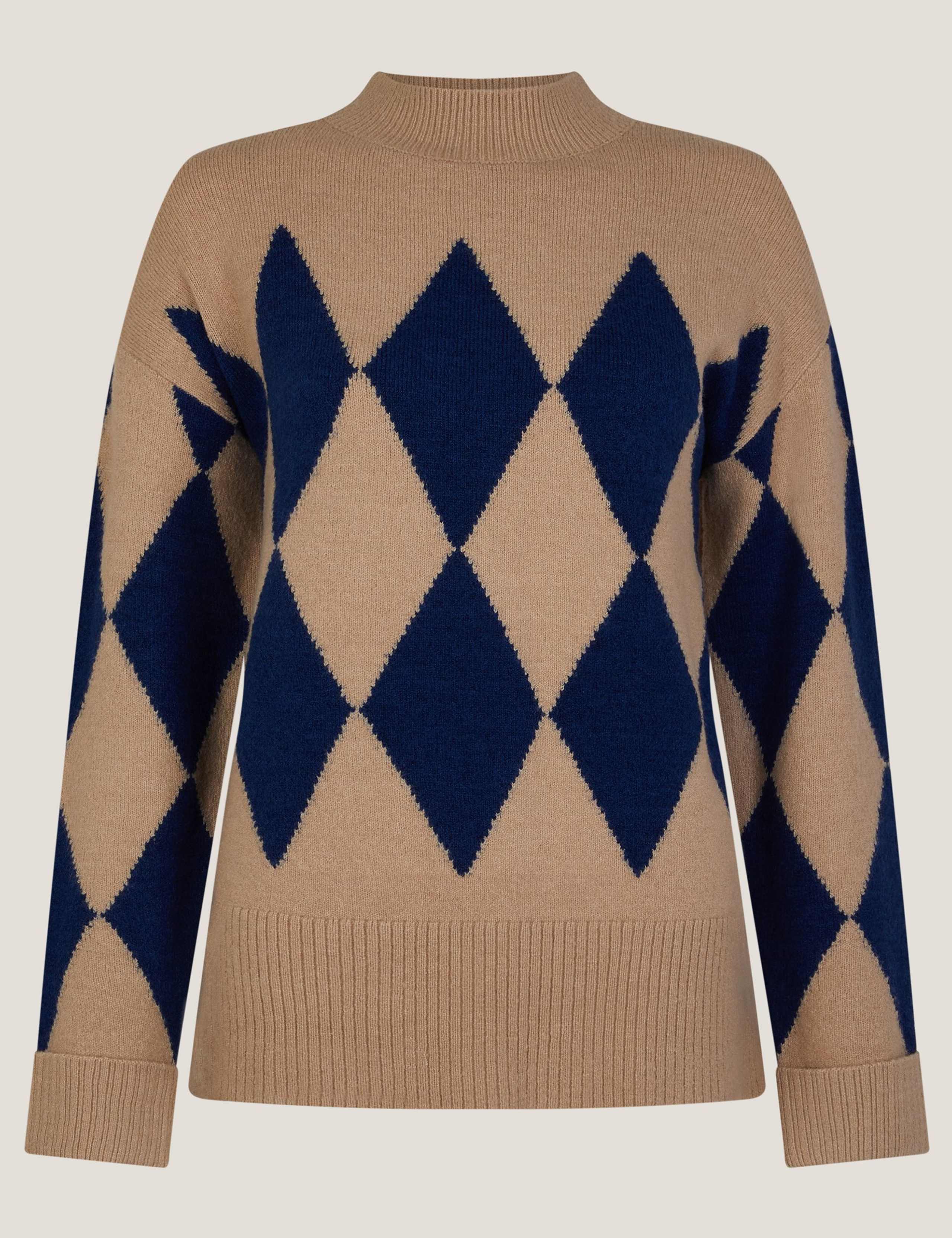 Argyle High Neck Jumper with Wool 2 of 2