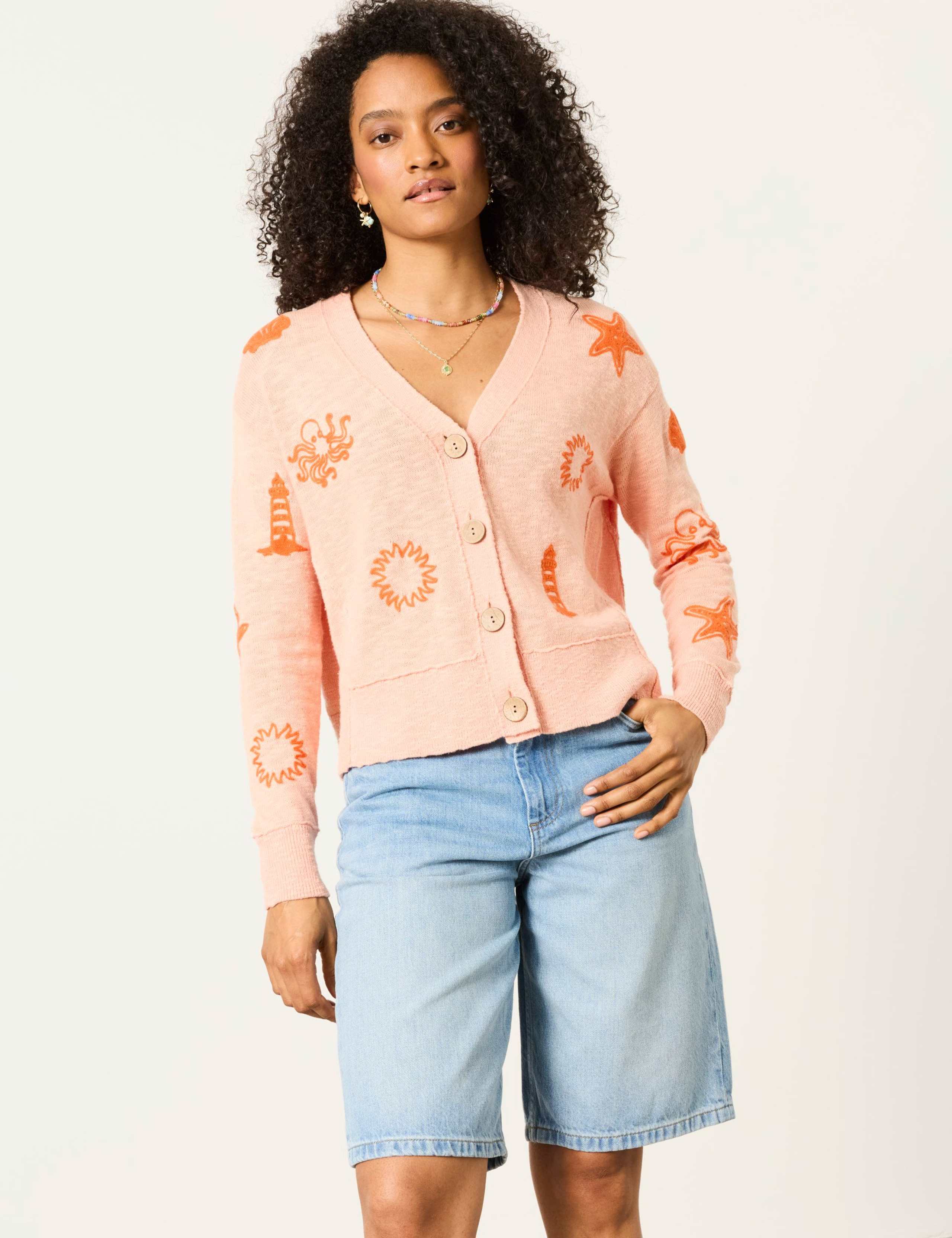 Pure Cotton Embroidered V-Neck Cardigan 3 of 6