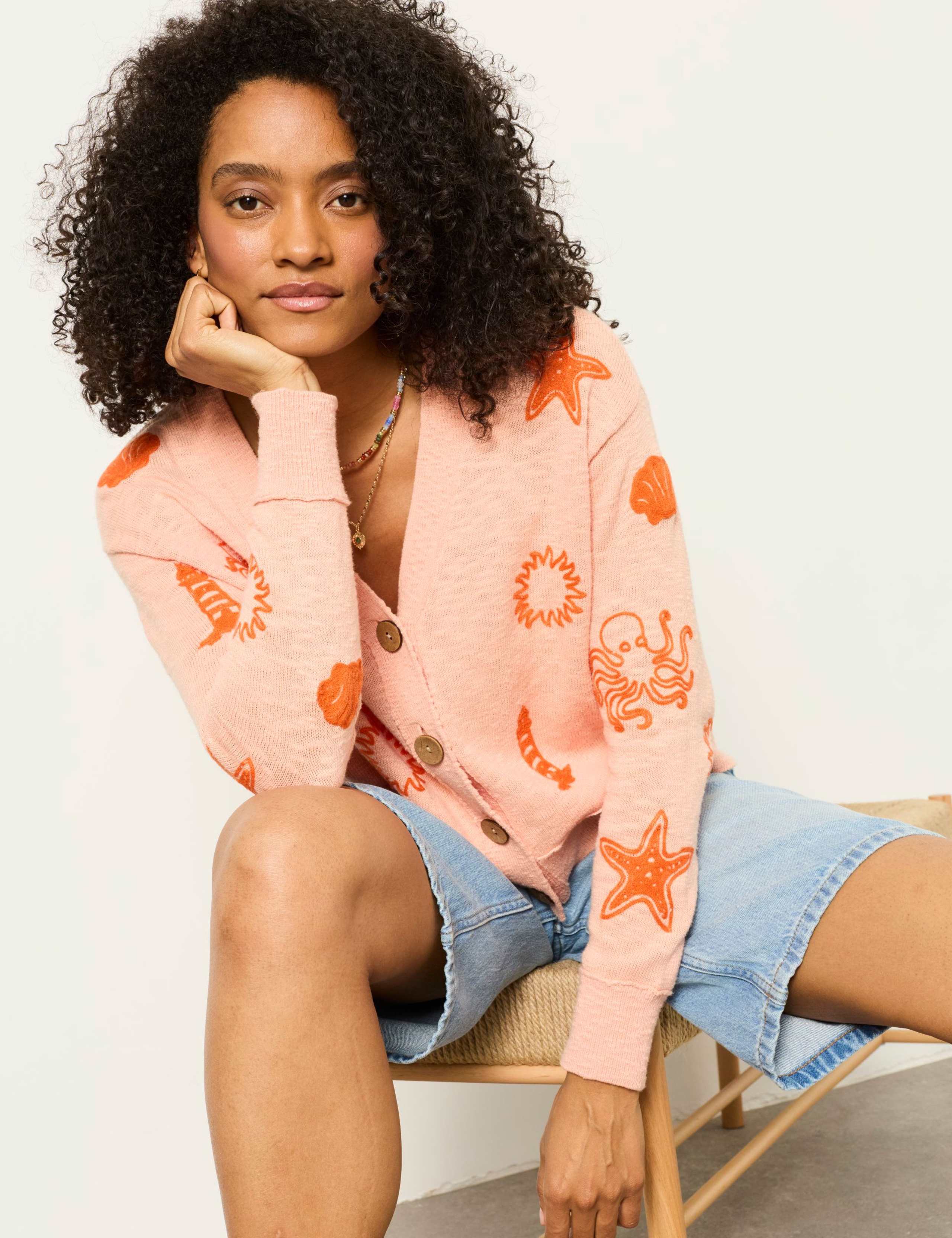 Pure Cotton Embroidered V-Neck Cardigan 5 of 6