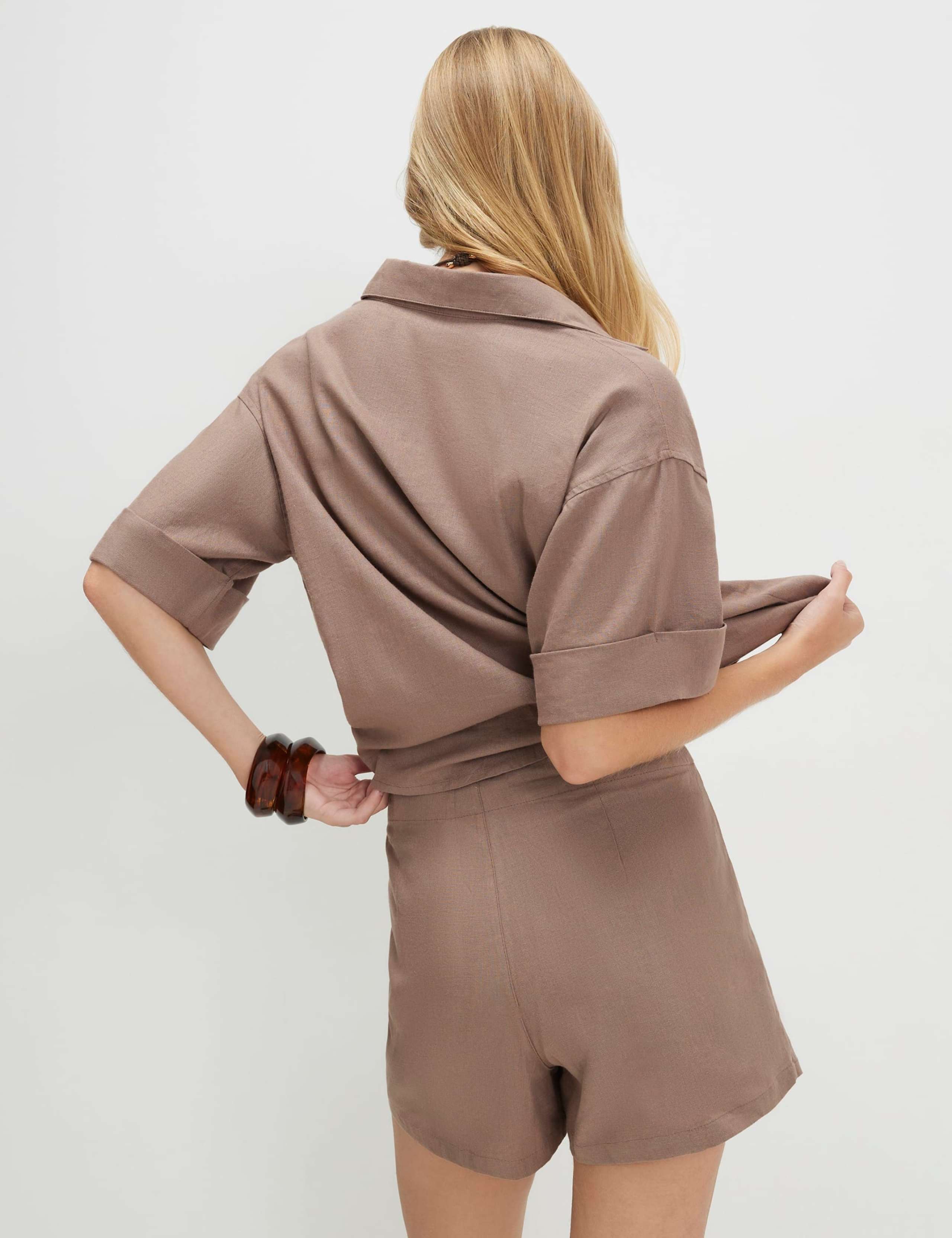Linen Blend Wrap Front Side Tie Skort 2 of 4