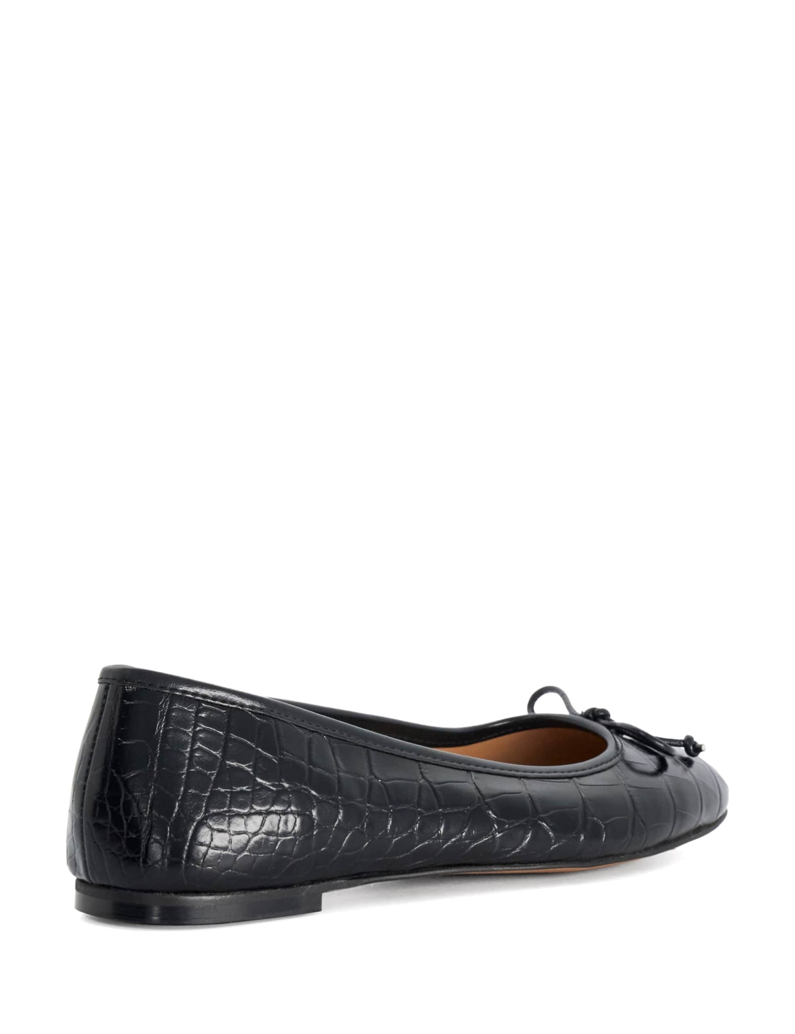 Wide Fit Leather Croc Bow Ballet Pumps 5 of 6