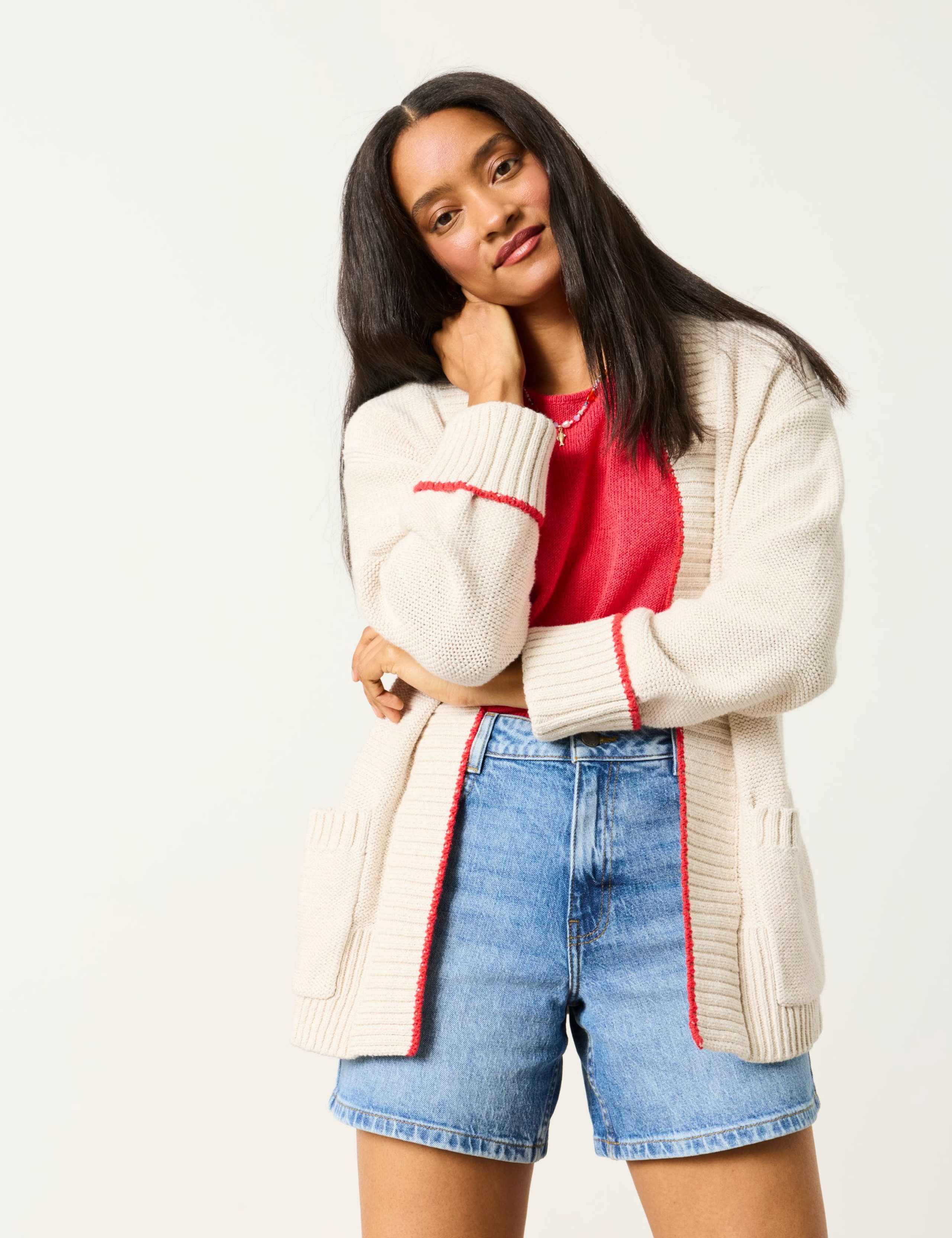 Cotton Rich Ribbed Shrimp Cardigan 3 of 7