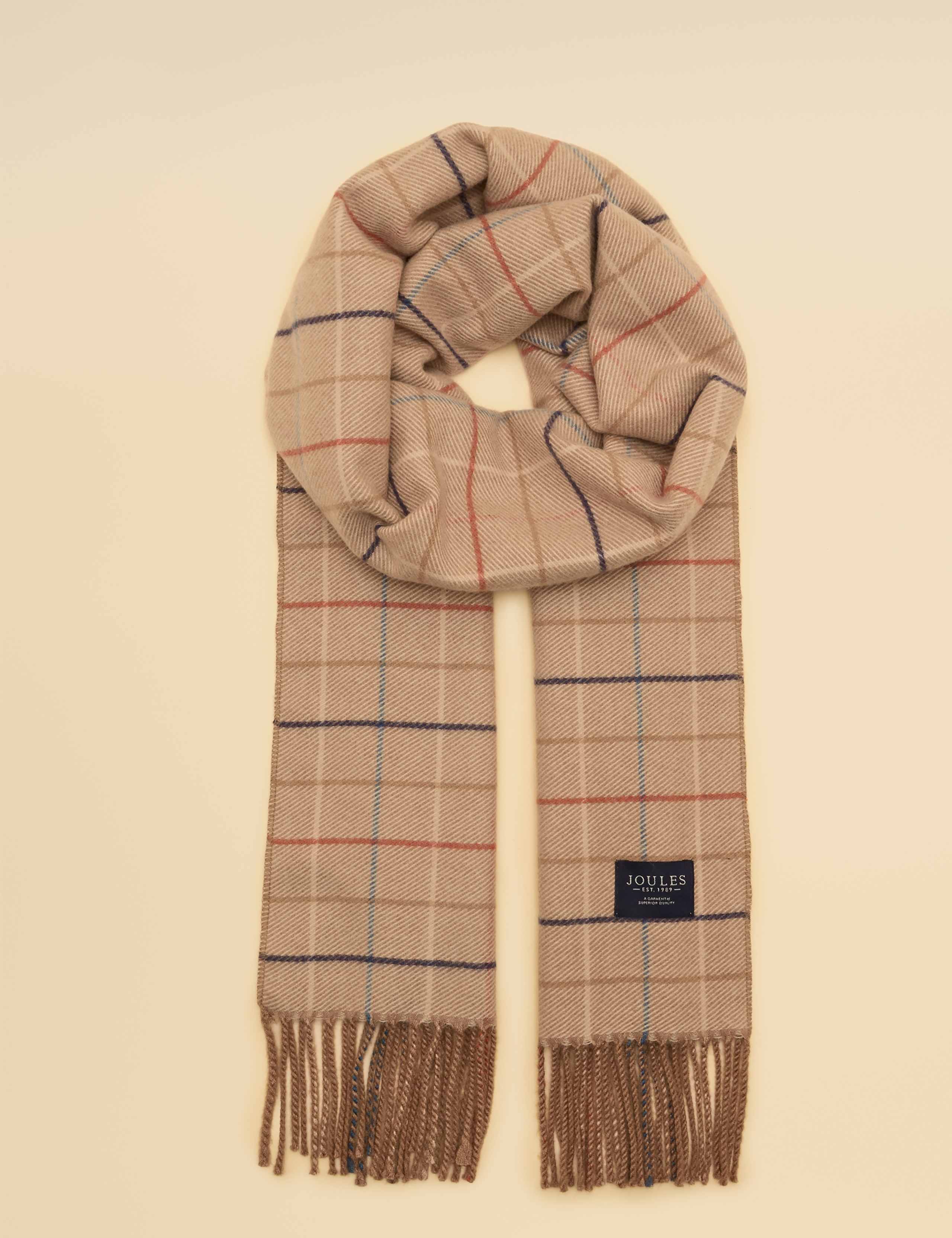 Woven Checked Tassel Scarf 1 of 6