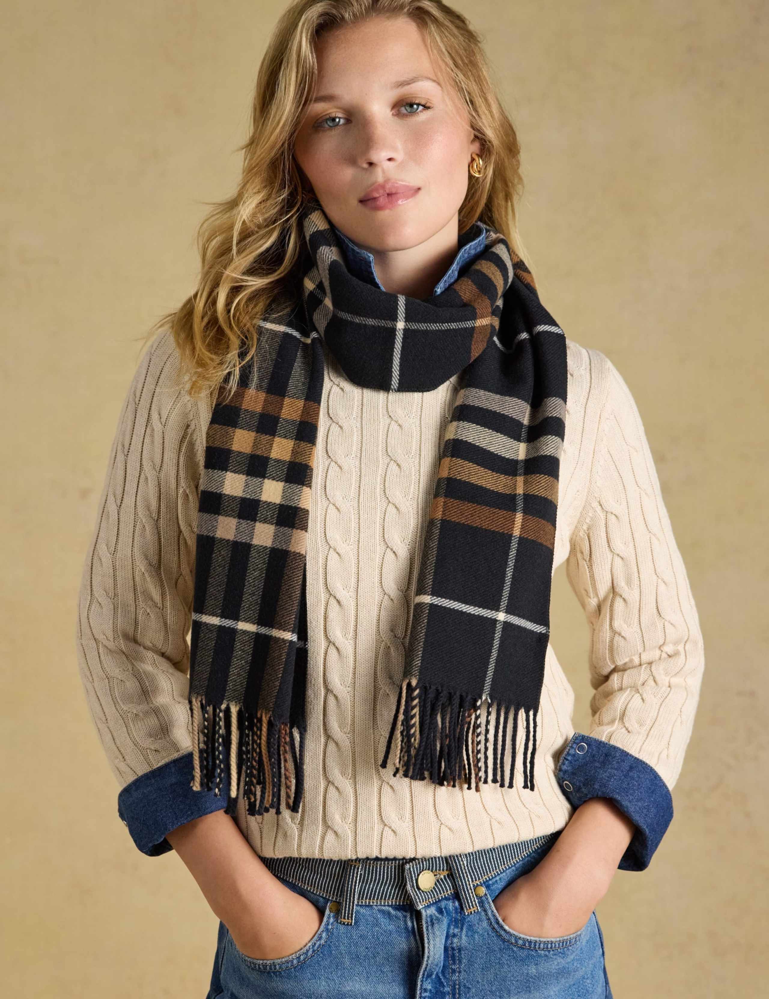 Woven Checked Tassel Scarf 1 of 6