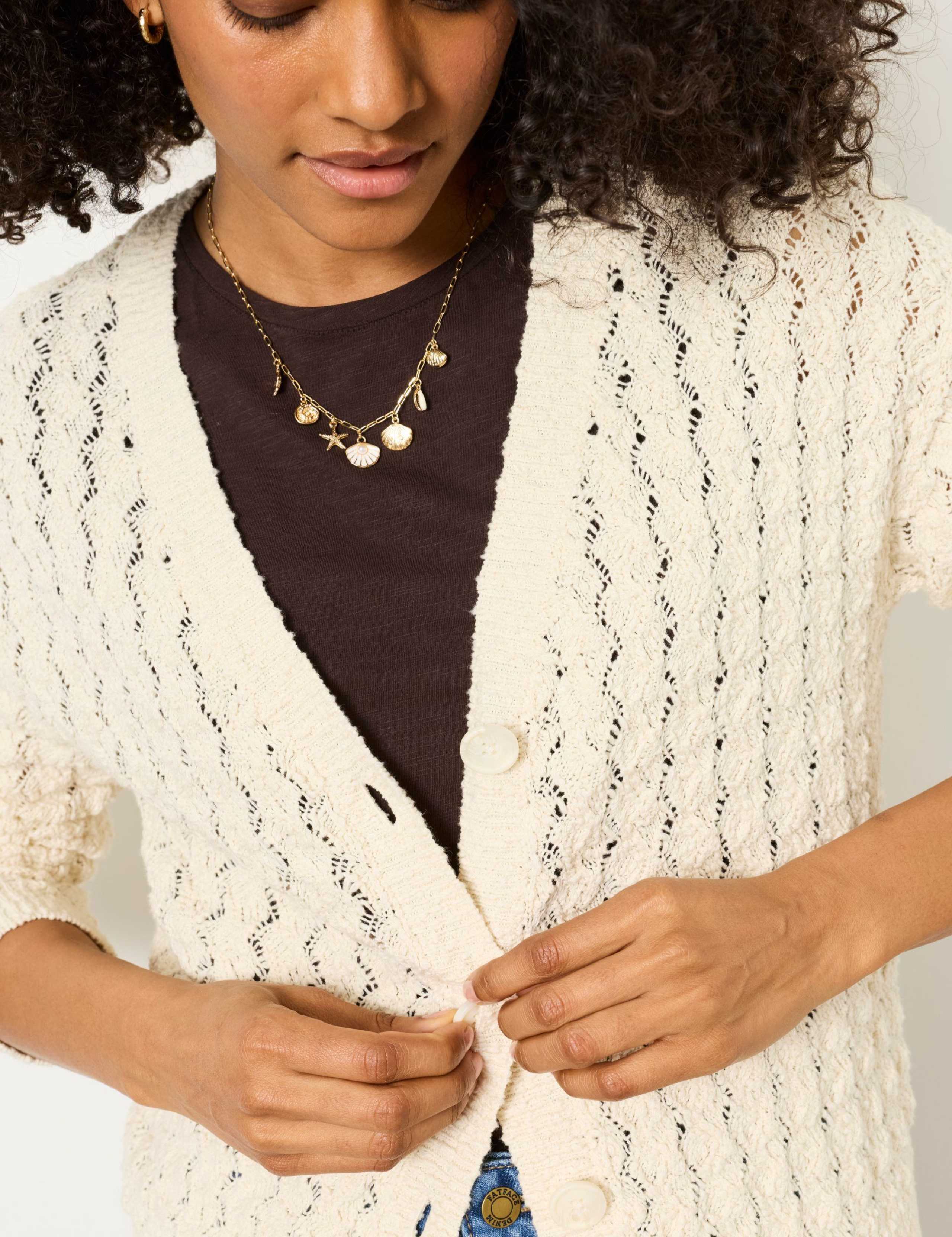 Pure Cotton Pointelle V-Neck Cardigan 6 of 6