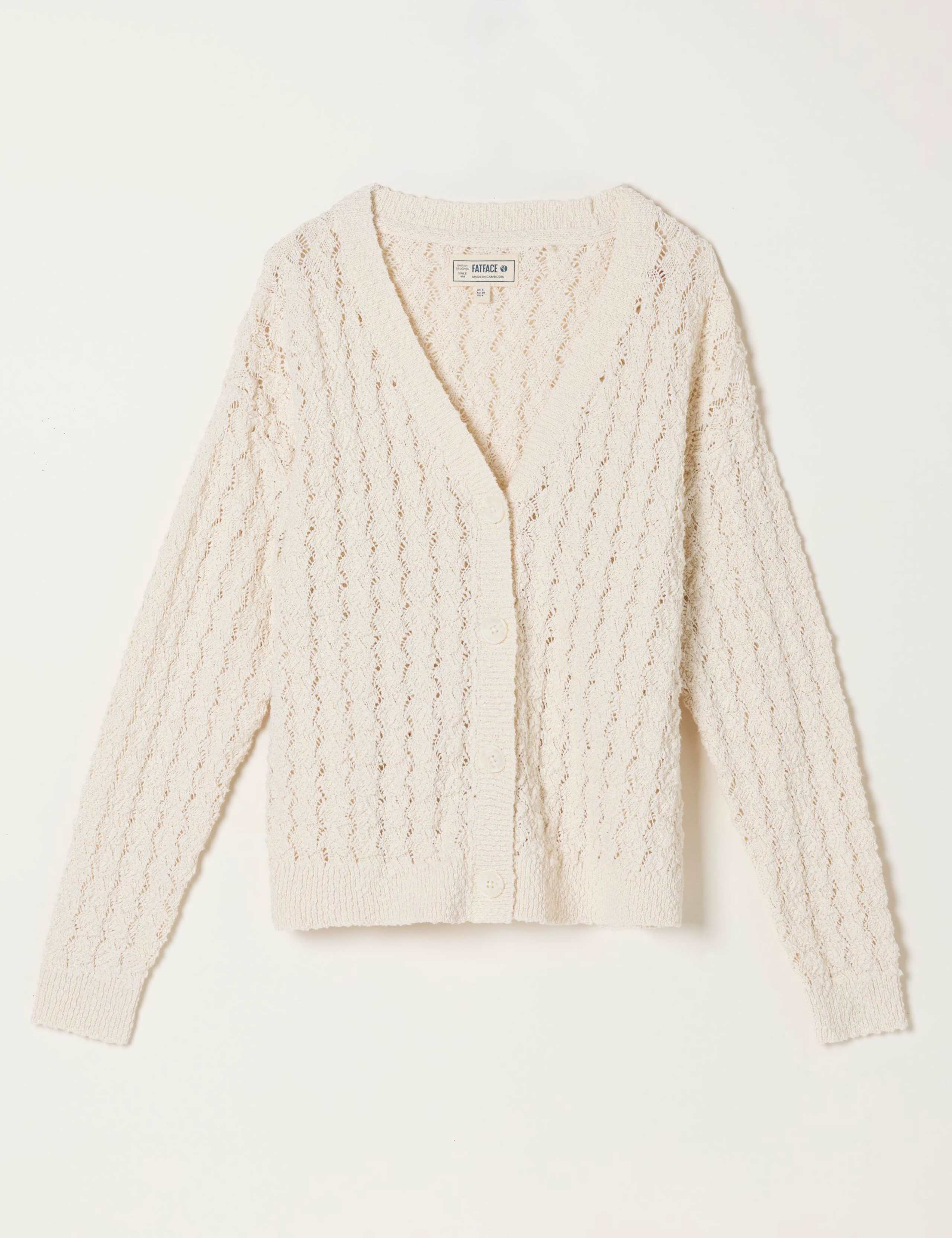 Pure Cotton Pointelle V-Neck Cardigan 2 of 6