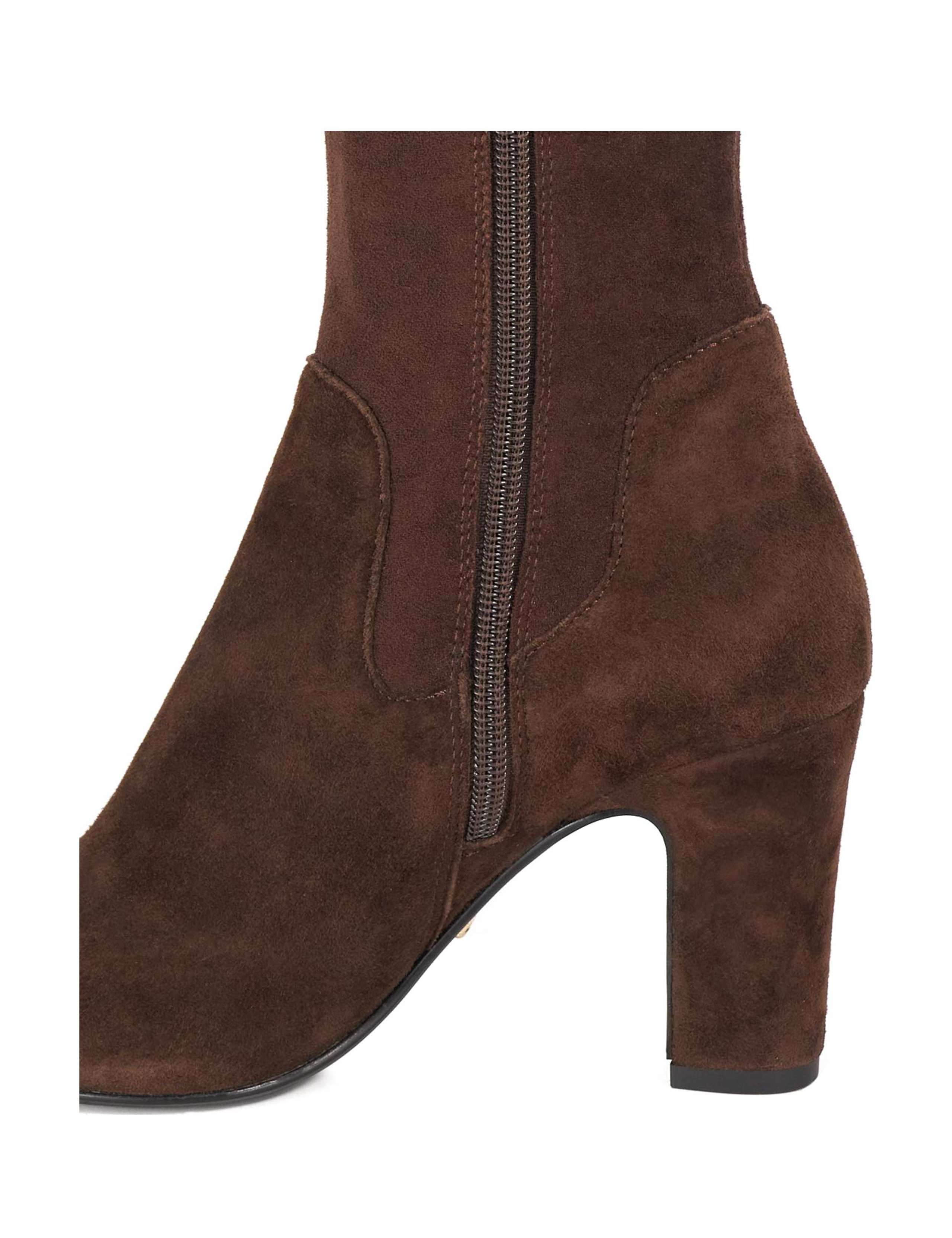 Wide Fit Suede Block Heel Knee High Boots 2 of 6